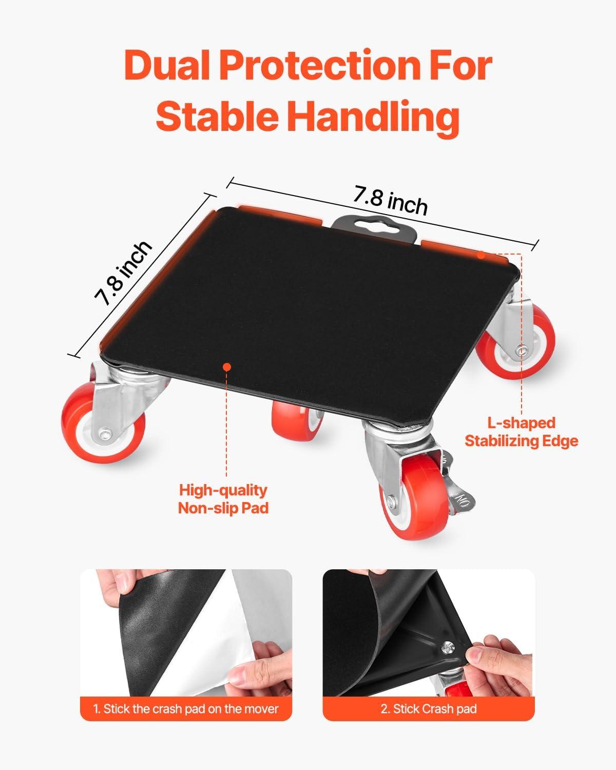 image:imageVEVOR Furniture Dolly Heavy Duty Furniture Movers with 5 x 360 Rotation Wheels Carbon Steel Panel Furniture Lift Slider Tool Set for Appliances Sofa Fridge Washing MachineXL 78 x 78