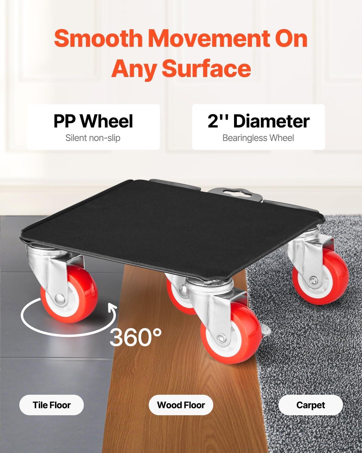 image:imageVEVOR Furniture Dolly Heavy Duty Furniture Movers with 5 x 360 Rotation Wheels Carbon Steel Panel Furniture Lift Slider Tool Set for Appliances Sofa Fridge Washing MachineXL 78 x 78