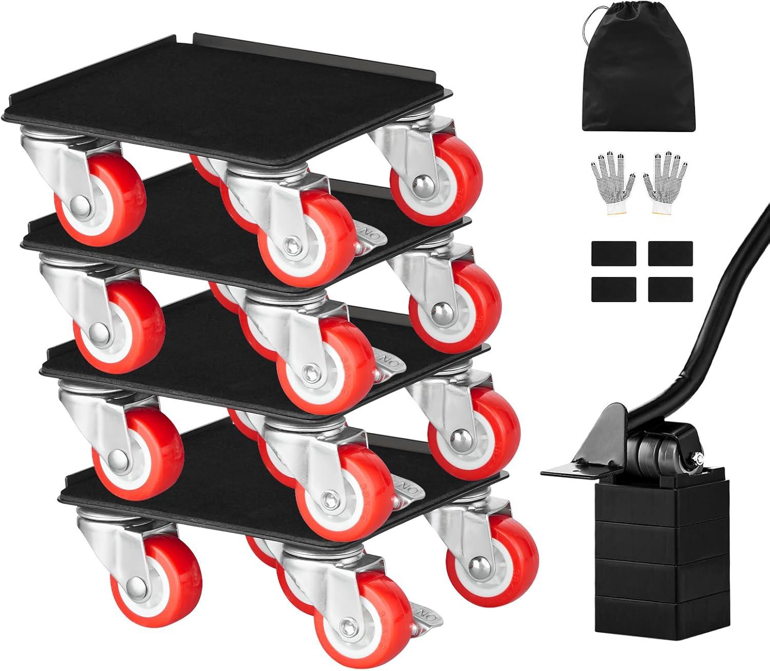 image:imageVEVOR Furniture Dolly Heavy Duty Furniture Movers with 5 x 360 Rotation Wheels Carbon Steel Panel Furniture Lift Slider Tool Set for Appliances Sofa Fridge Washing MachineM 53 x 53