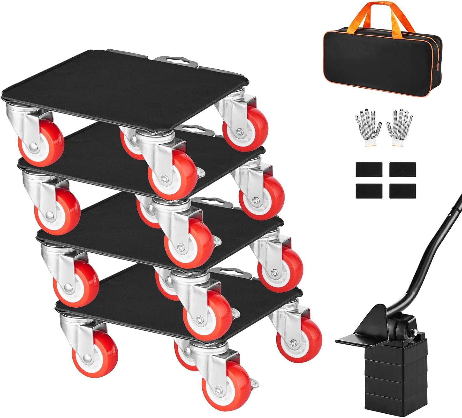 image:imageVEVOR Furniture Dolly Heavy Duty Furniture Movers with 5 x 360 Rotation Wheels Carbon Steel Panel Furniture Lift Slider Tool Set for Appliances Sofa Fridge Washing MachineXL 78 x 78