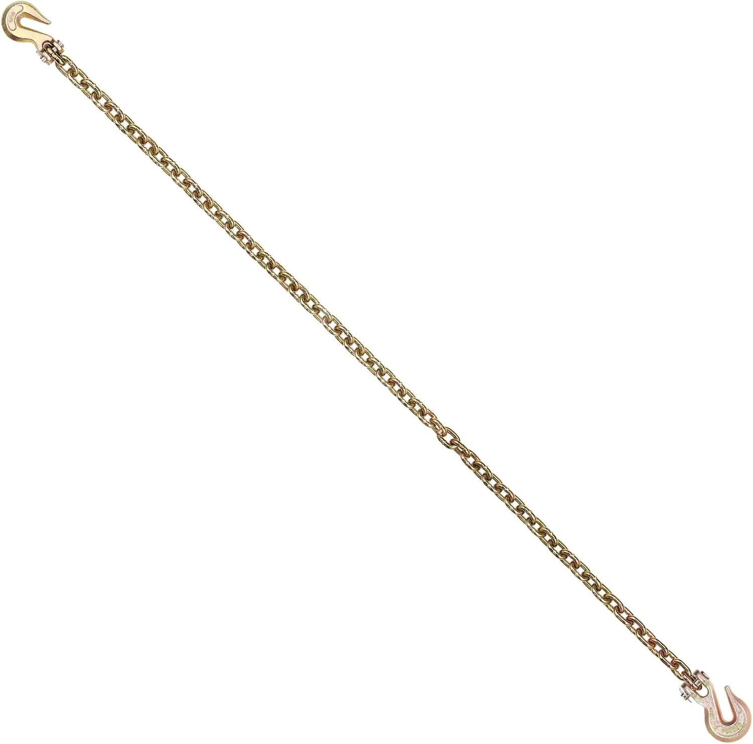 image:imageVEVOR G80 Transport Binder Chain 516 x 142 Tow Chain with Clevis Grab Hooks 4900 lbs Safe Working Load Heavy Duty Trailer Logging Chain for Transporting Towing Truck Tie Down Binding Equipment1 Pack