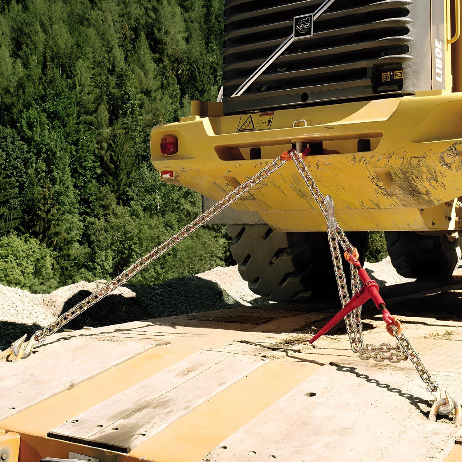 image:imageVEVOR G80 Transport Binder Chain 516 x 142 Tow Chain with Clevis Grab Hooks 4900 lbs Safe Working Load Heavy Duty Trailer Logging Chain for Transporting Towing Truck Tie Down Binding Equipment1 Pack