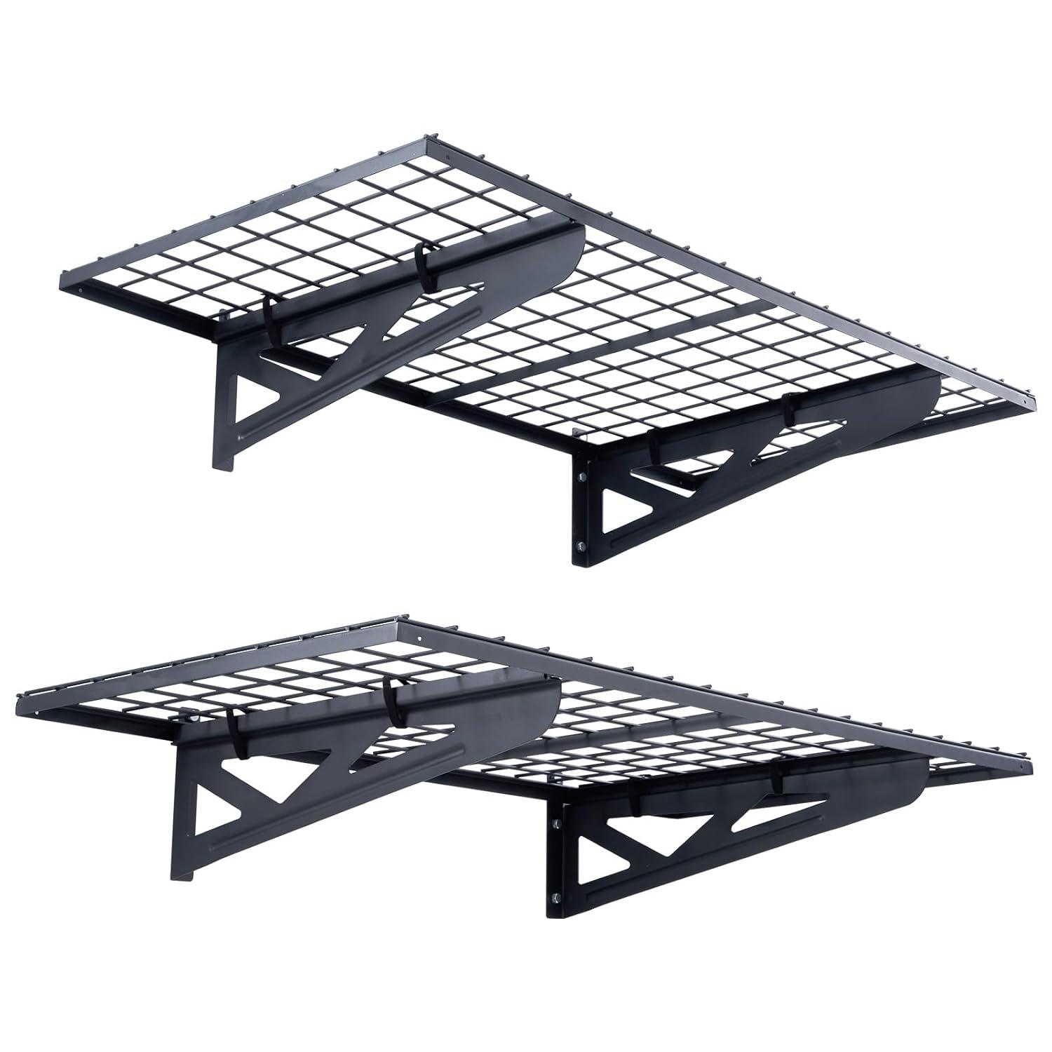 image:imageVEVOR Garage Shelving Wall Mounted 2 x 6 ft Heavy Duty Garage Wall Shelves 1600 lbs Load Capacity Garage Storage Rack Floating Shelves 2 Pack Suitable for Shop Shed Garage Storage502LBS