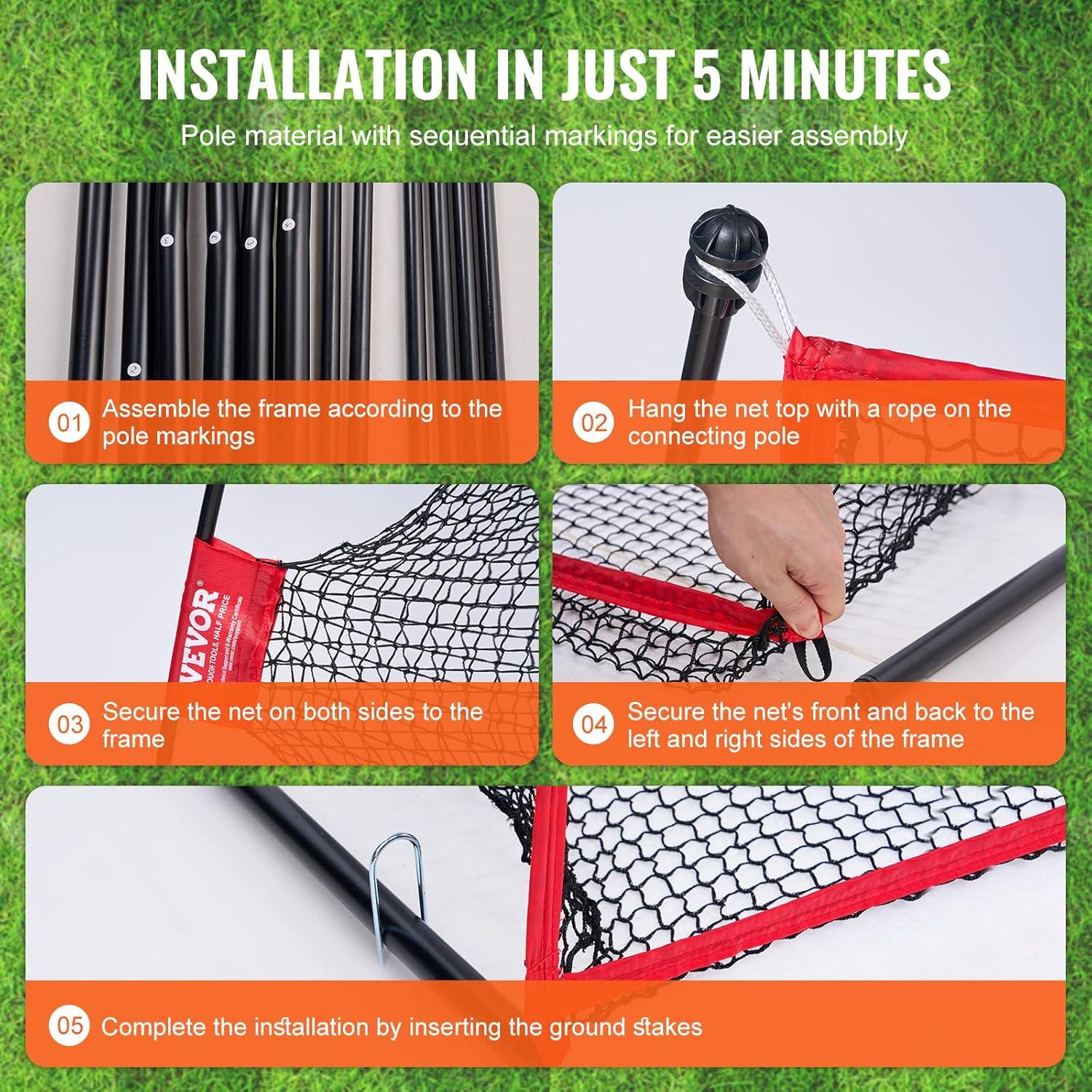 image:imageVEVOR Golf Practice Net Indoor Hitting Net for Baseball Hockey Soccer Heavy Duty Nylon DIY Ball Net Sports Netting Barrier for Backyard Driving Training Swing10x7Ft Golf Net