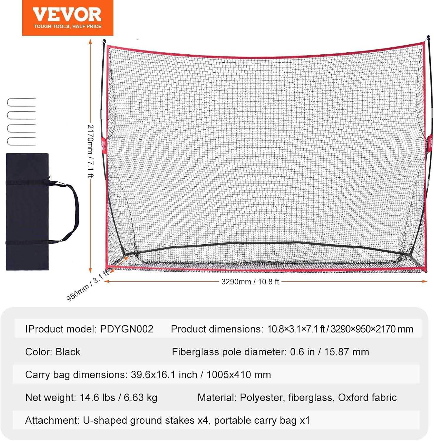 image:imageVEVOR Golf Practice Net Indoor Hitting Net for Baseball Hockey Soccer Heavy Duty Nylon DIY Ball Net Sports Netting Barrier for Backyard Driving Training Swing10x7Ft Golf Net
