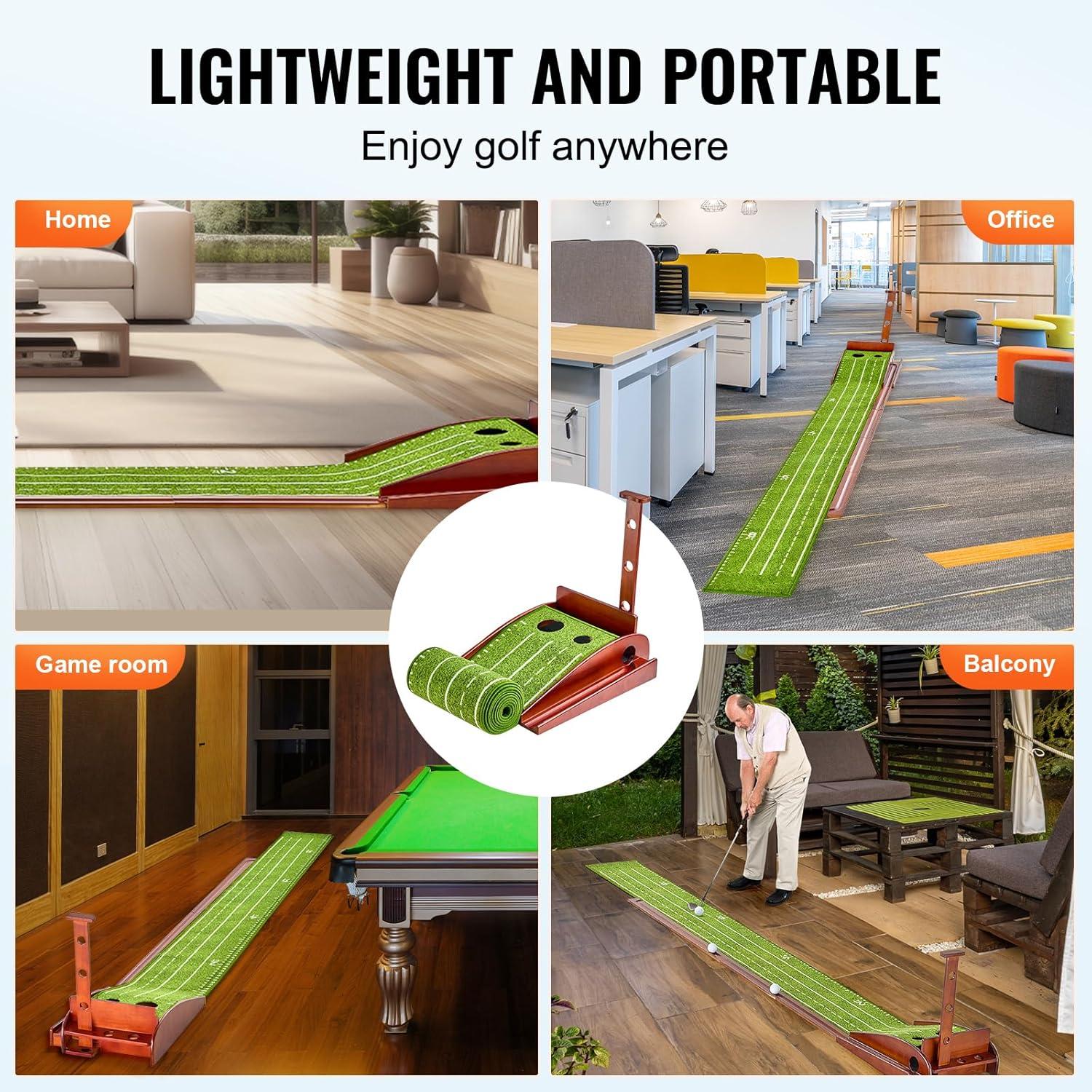 image:imageVEVOR Golf Putting Mat Putting Green Indoor Putting Matt for Indoors Sports Spin n Putt Golf Game Perfect Practice Putting Mat Golf Putting Mats Practice AutoBall Return2 Holes
