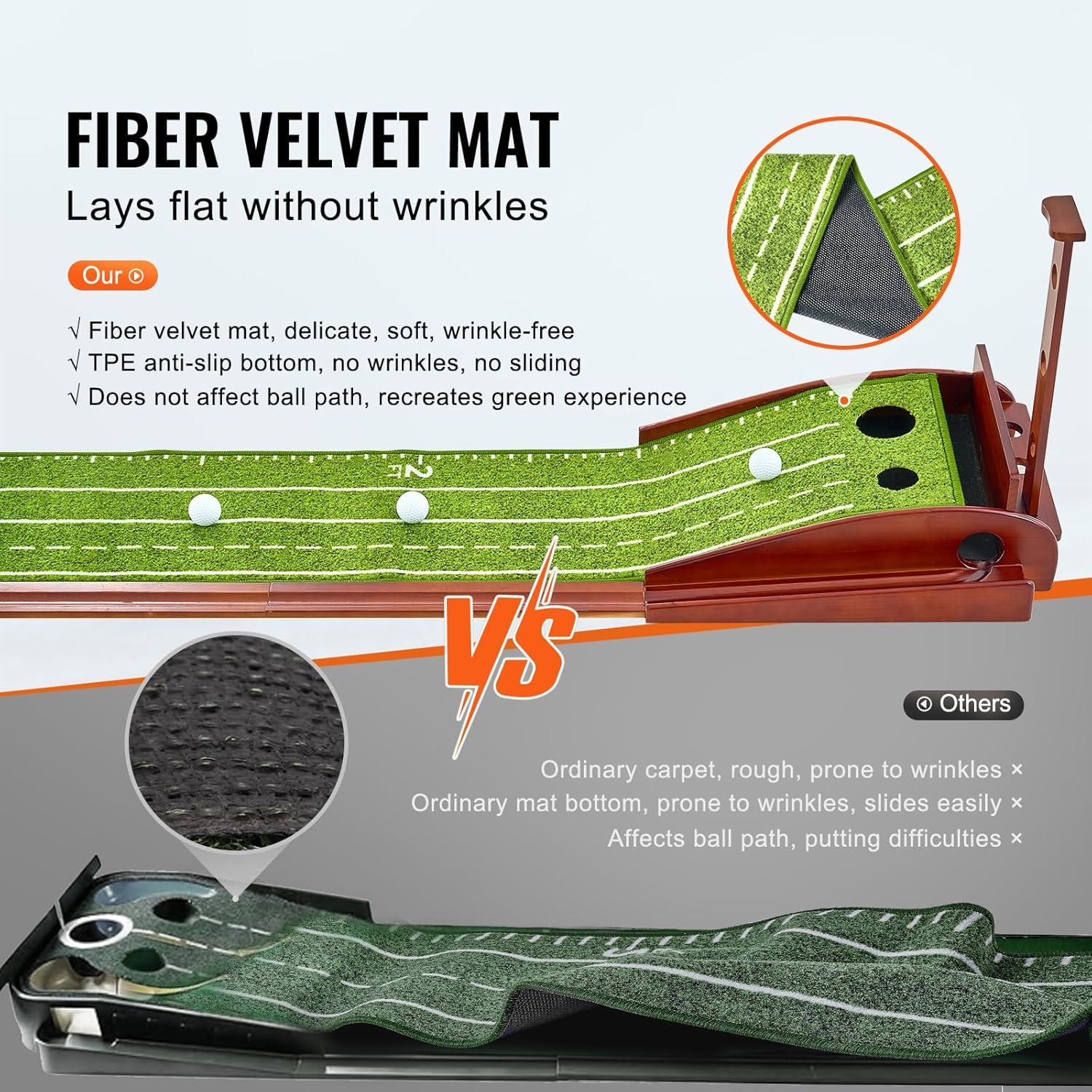 image:imageVEVOR Golf Putting Mat Putting Green Indoor Putting Matt for Indoors Sports Spin n Putt Golf Game Perfect Practice Putting Mat Golf Putting Mats Practice AutoBall Return2 Holes