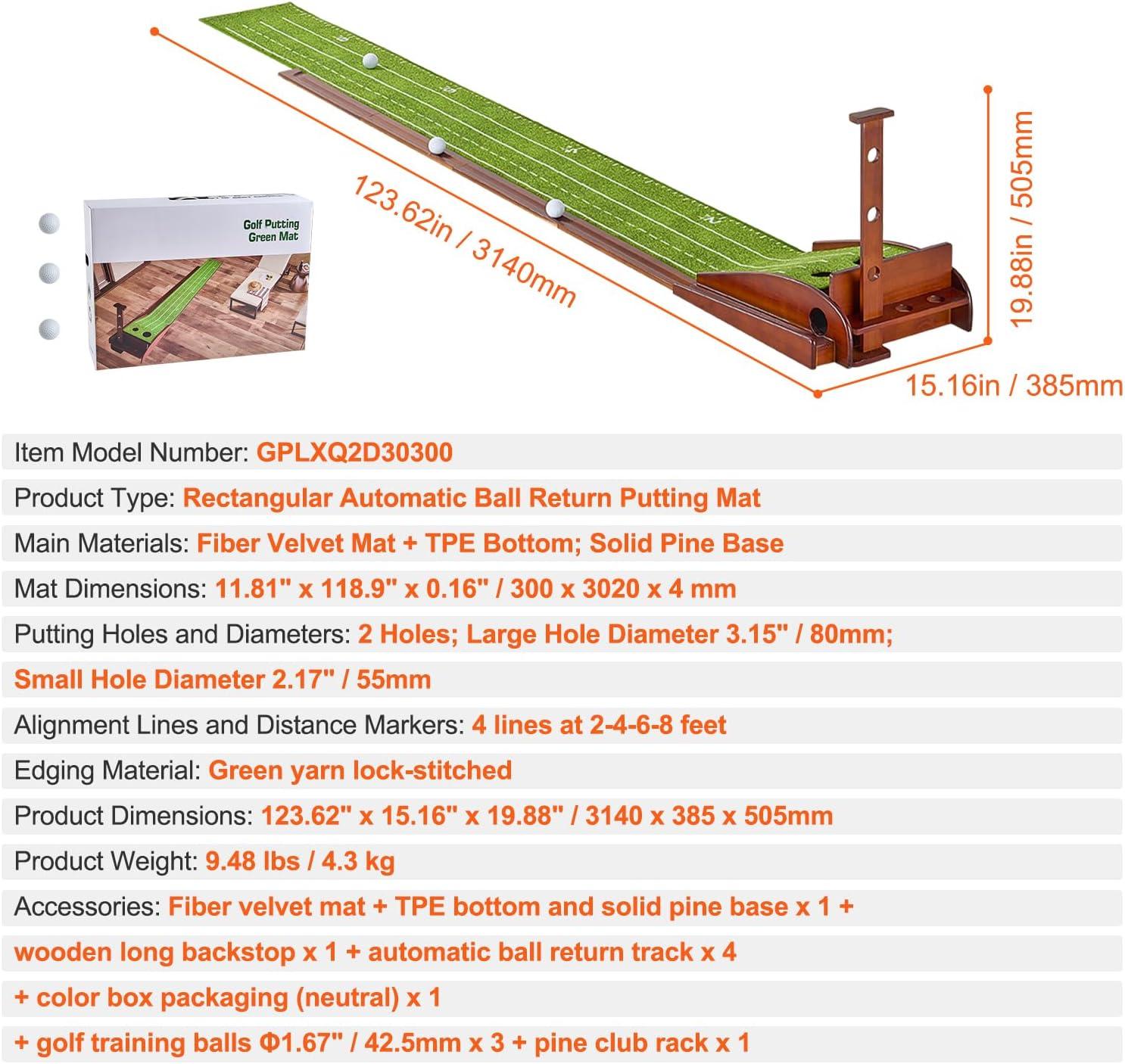 image:imageVEVOR Golf Putting Mat Putting Green Indoor Putting Matt for Indoors Sports Spin n Putt Golf Game Perfect Practice Putting Mat Golf Putting Mats Practice AutoBall Return2 Holes