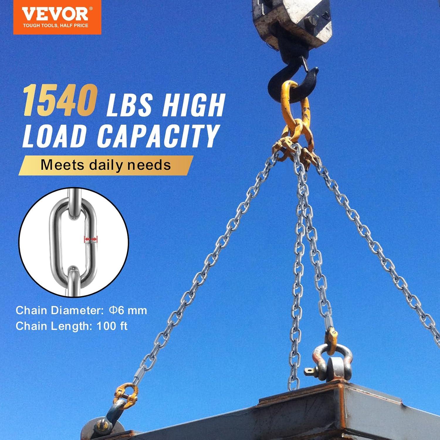 image:imageVEVOR Grade 30 Chain 14 Inch by 100Ft Length Grade 30 Proof Coil Chain Zinc Plated Grade 30 Chain for Towing Logging Agriculture and Guard Rails14 Inch x 100 Ft