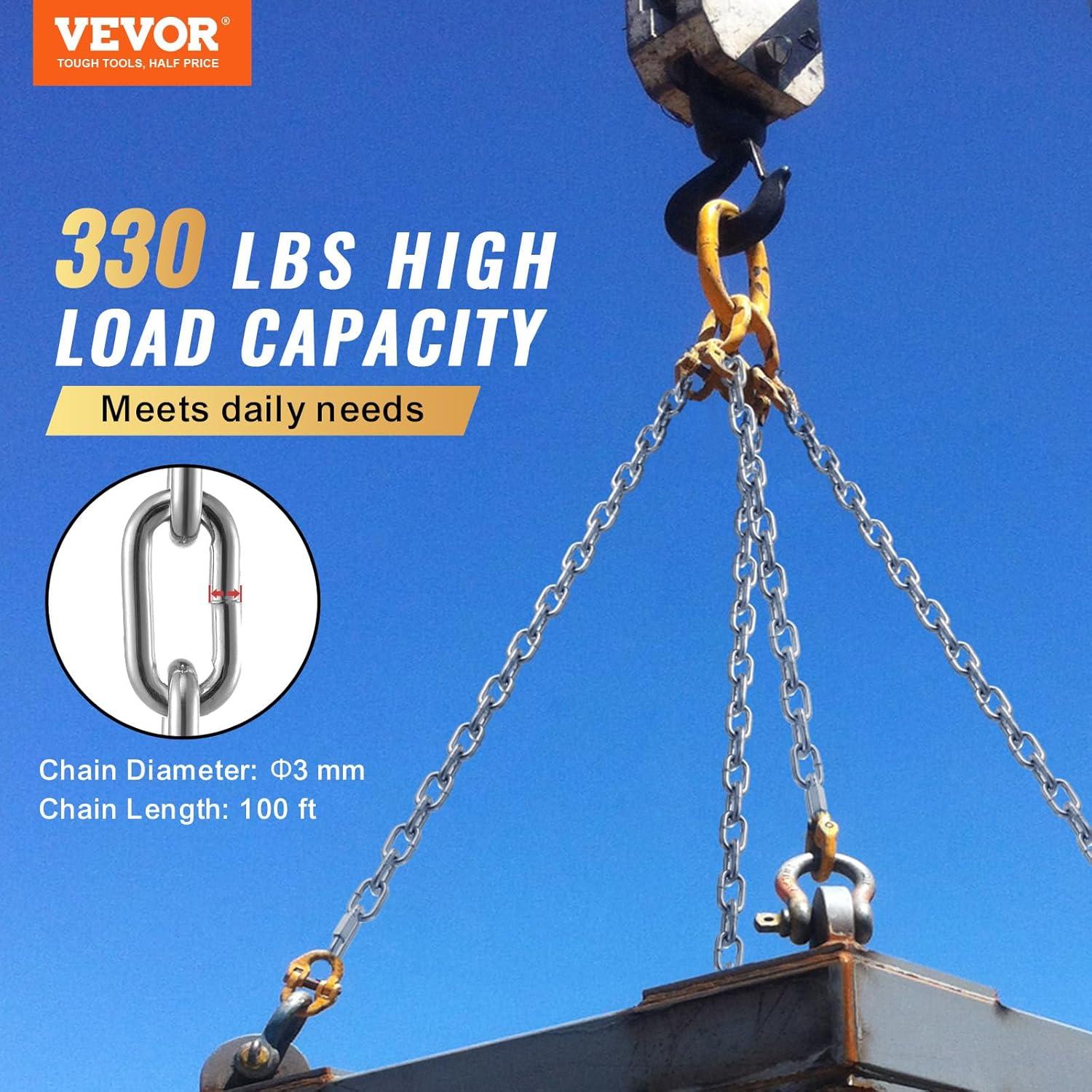 image:imageVEVOR Grade 30 Chain 14 Inch by 100Ft Length Grade 30 Proof Coil Chain Zinc Plated Grade 30 Chain for Towing Logging Agriculture and Guard Rails18 Inch x 100 Ft