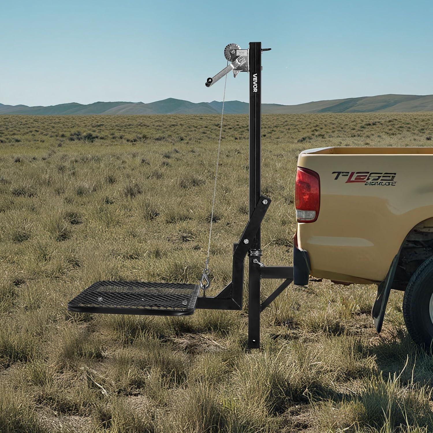 image:imageVEVOR Hitch Deer Hoist with Lifting System Platform 300 lbs Load Capacity Game Hoist Winch Lift with 2inch Receiver 360Degree Swivel Shaft amp Foldable HitchMounted Deer Hanger for Moving Game300 lbs