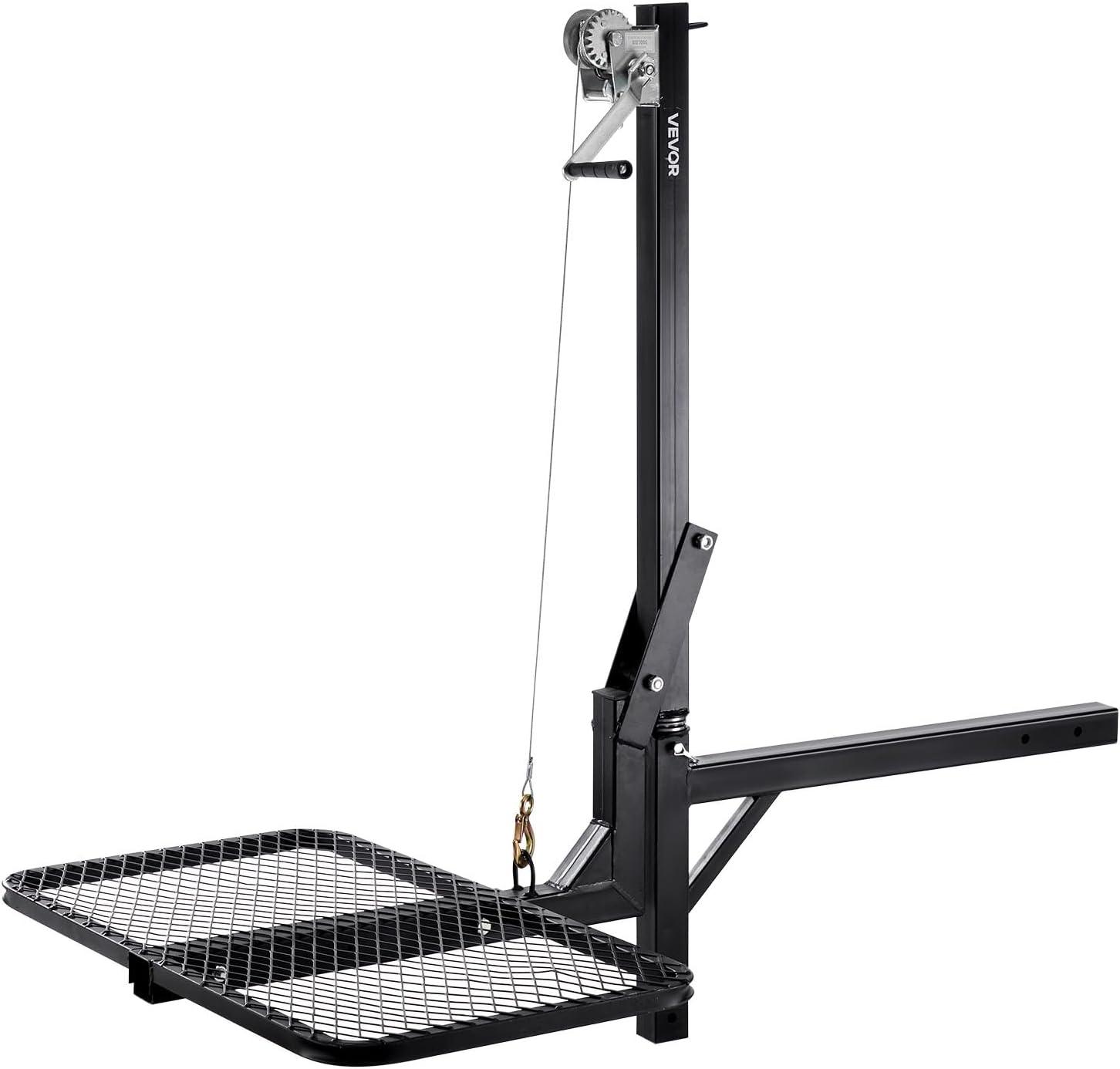 image:imageVEVOR Hitch Deer Hoist with Lifting System Platform 300 lbs Load Capacity Game Hoist Winch Lift with 2inch Receiver 360Degree Swivel Shaft amp Foldable HitchMounted Deer Hanger for Moving Game300 lbs