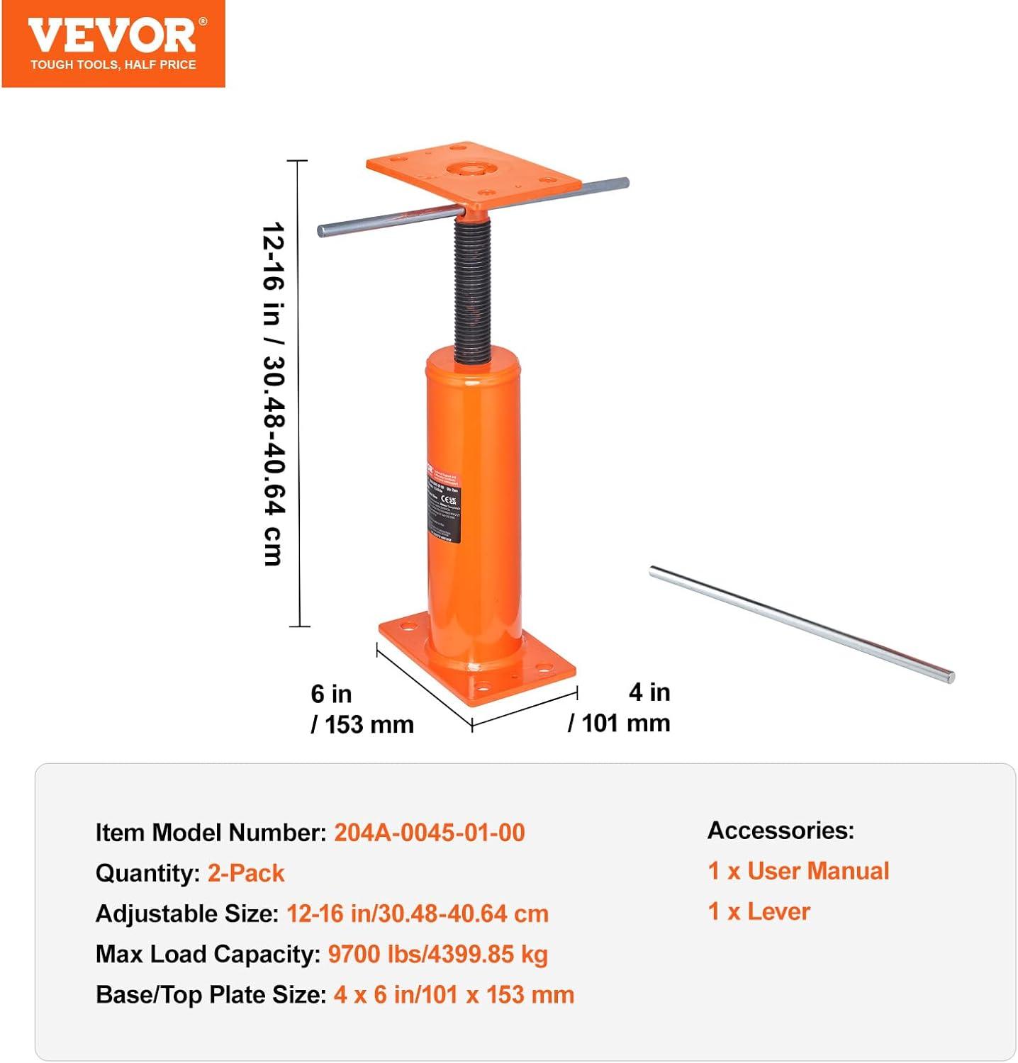 image:imageVEVOR House Floor Jack 54150 Height Range 11200 lbs Max Load Capacity Adjustable Support Beam Basement Jack Post Pole for Leveling Lift Support Steel Telescoping Jack for Temporary Support12162PCS