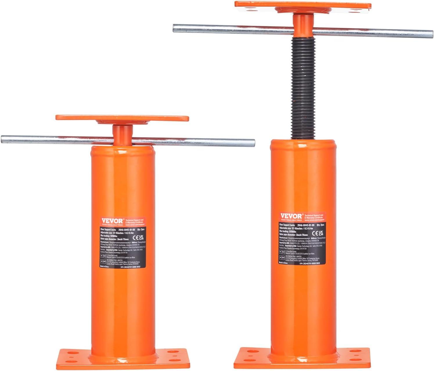 image:imageVEVOR House Floor Jack 54150 Height Range 11200 lbs Max Load Capacity Adjustable Support Beam Basement Jack Post Pole for Leveling Lift Support Steel Telescoping Jack for Temporary Support12162PCS