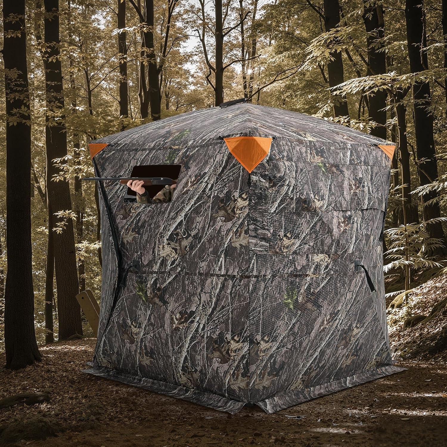 image:imageVEVOR Hunting BlindSee Through Ground Blinds with Carrying Bag 360 Degree Portable Camouflage TentDurable Concealed Shelter with Silent Side Door and Window for Turkey and Deer12 Person270See Through