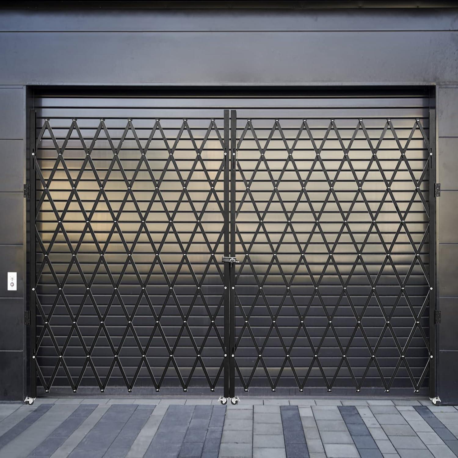 image:imageVEVOR Hx12W Double 12W Folding Security Gate 612 H x 12 W Black 78 Sq Ft87 H x 150 W