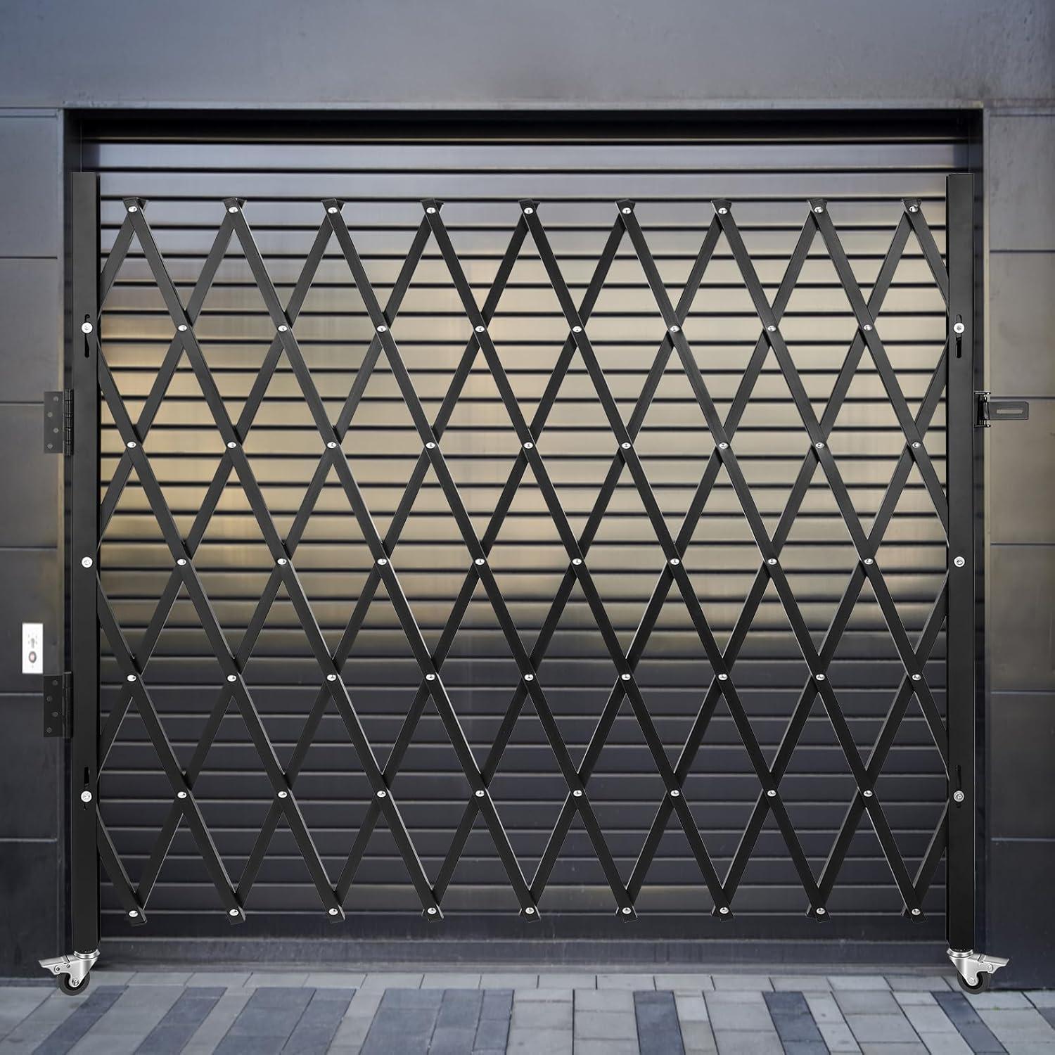 image:imageVEVOR Hx12W Double 12W Folding Security Gate 612 H x 12 W Black 78 Sq Ft87 x 94 in725 x 78 ft with wheels