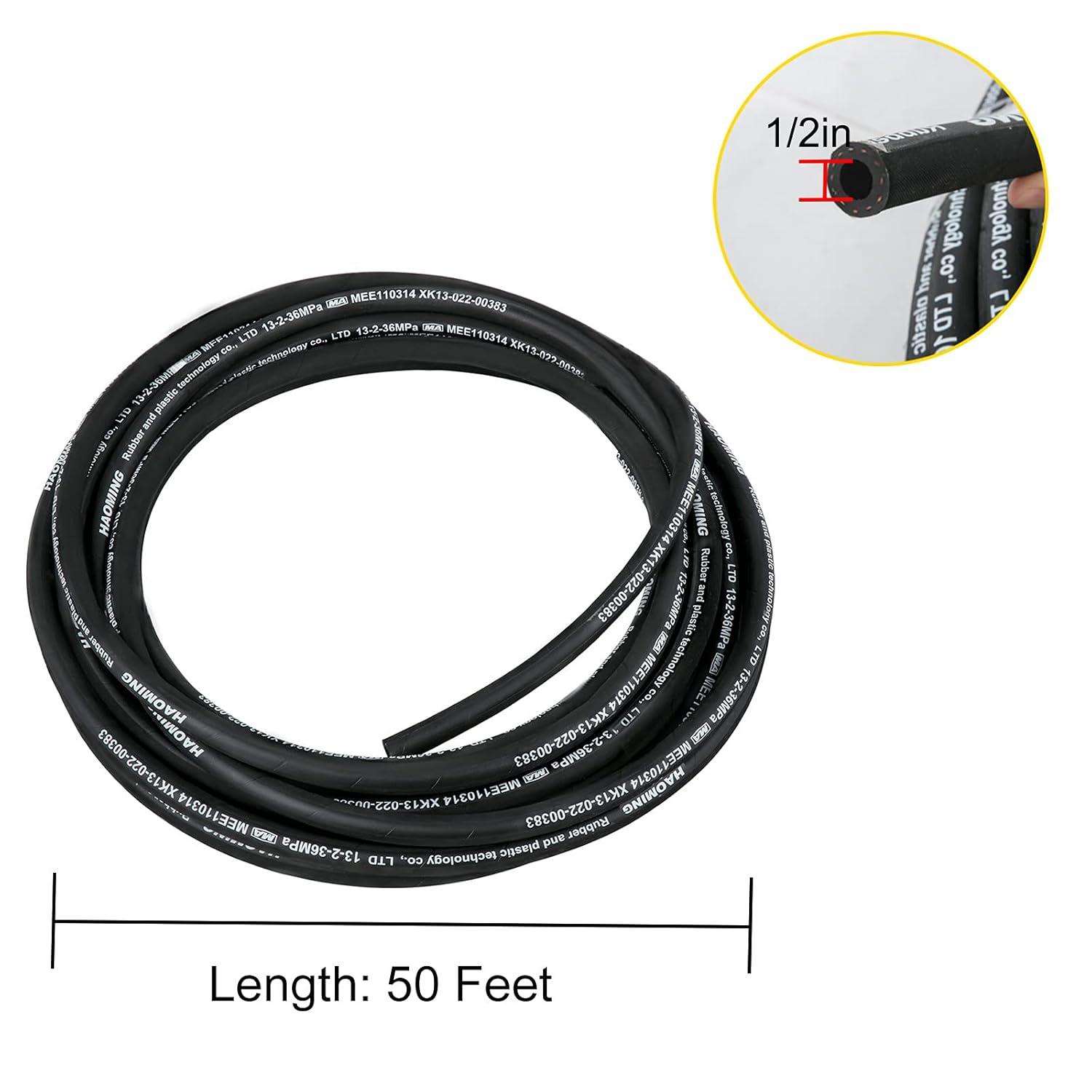 image:imageVEVOR Hydraulic Hose 50 Feet Rubber Hydraulic Hoses with 2 HighTensile Steel Wire Braid Inner Diameter 12 Inch 5000 PSI Max Bulk Hydraulic Hose 40 F to 250 F Hydraulic Oil Flexible Hose50 FT
