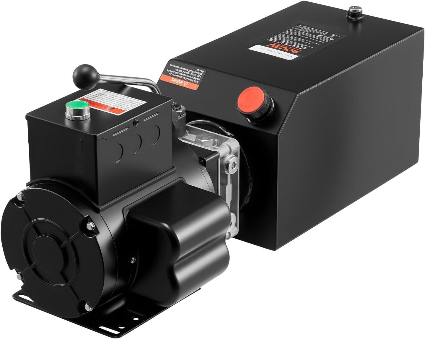 image:imageVEVOR Hydraulic Pump Double Acting 4 Way Hydraulic Power Unit Double Solenoid Hydraulic Power Pack 12V DC Hydraulic Power Pump with 45Liter Reservoir for Dump Trailer Car Lifting15 Quart