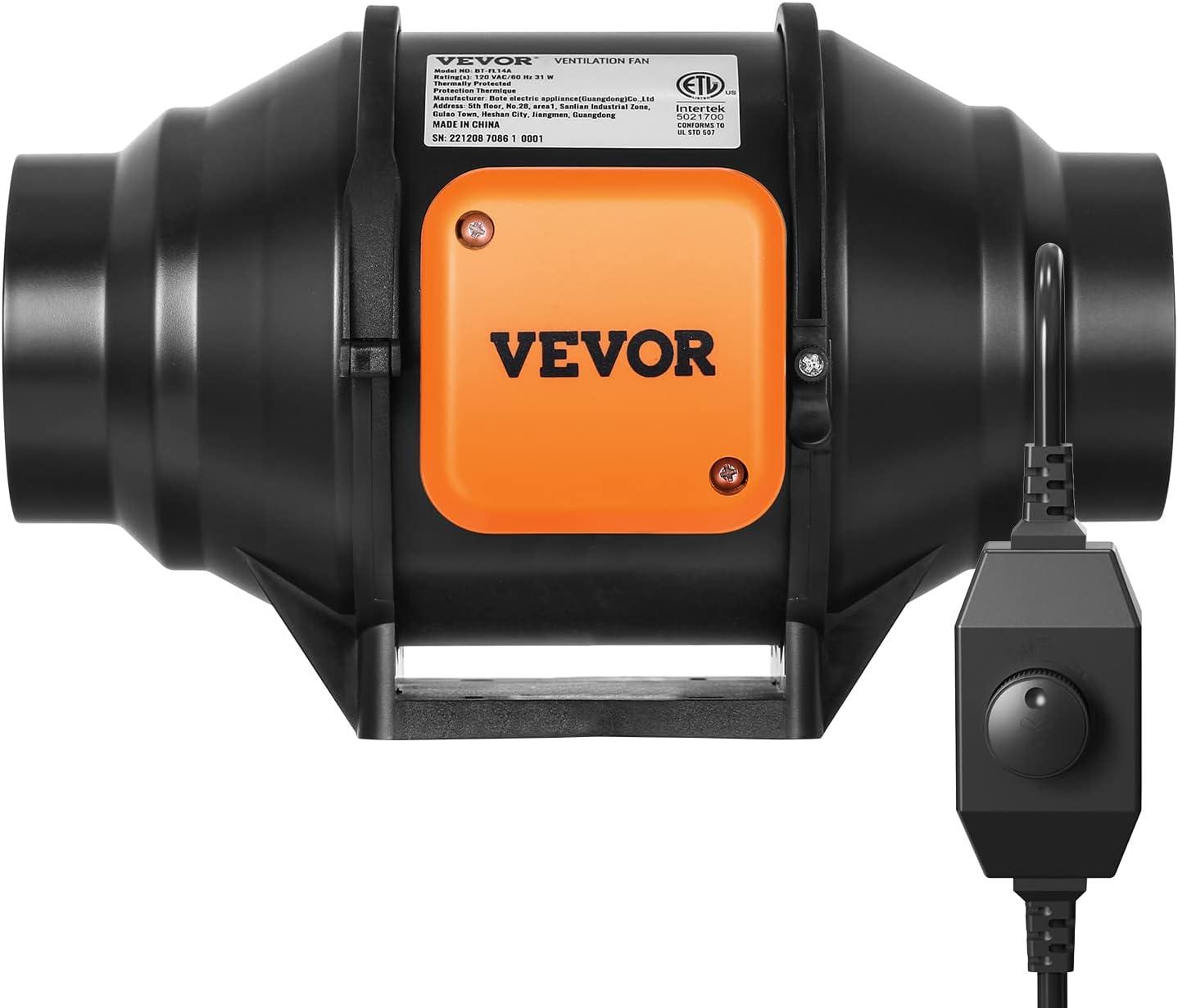 image:imageVEVOR Inline Duct Fan 6Inch 400 CFM with Variable Speed Controller Quiet ACMotor Ventilation Exhaust Fan for Cooling Booster Grow Tents Hydroponics4 Fan Variable Speed Controller