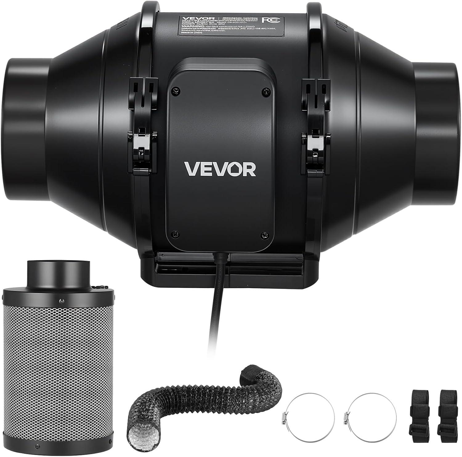 image:imageVEVOR Inline Duct Fan 6Inch 400 CFM with Variable Speed Controller Quiet ACMotor Ventilation Exhaust Fan for Cooling Booster Grow Tents Hydroponics4 Fan Air Filtration Kit