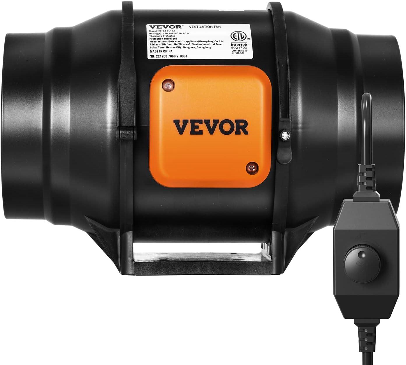 image:imageVEVOR Inline Duct Fan 6Inch 400 CFM with Variable Speed Controller Quiet ACMotor Ventilation Exhaust Fan for Cooling Booster Grow Tents Hydroponics6 Fan Variable Speed Controller
