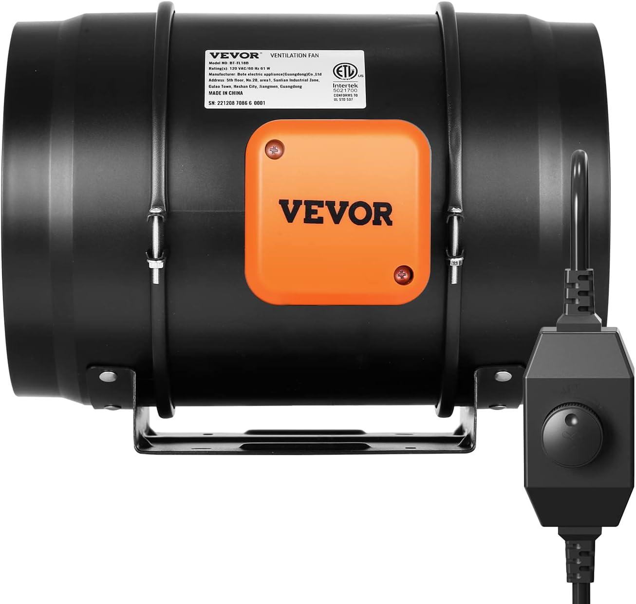 image:imageVEVOR Inline Duct Fan 6Inch 400 CFM with Variable Speed Controller Quiet ACMotor Ventilation Exhaust Fan for Cooling Booster Grow Tents Hydroponics8 Fan Variable Speed Controller