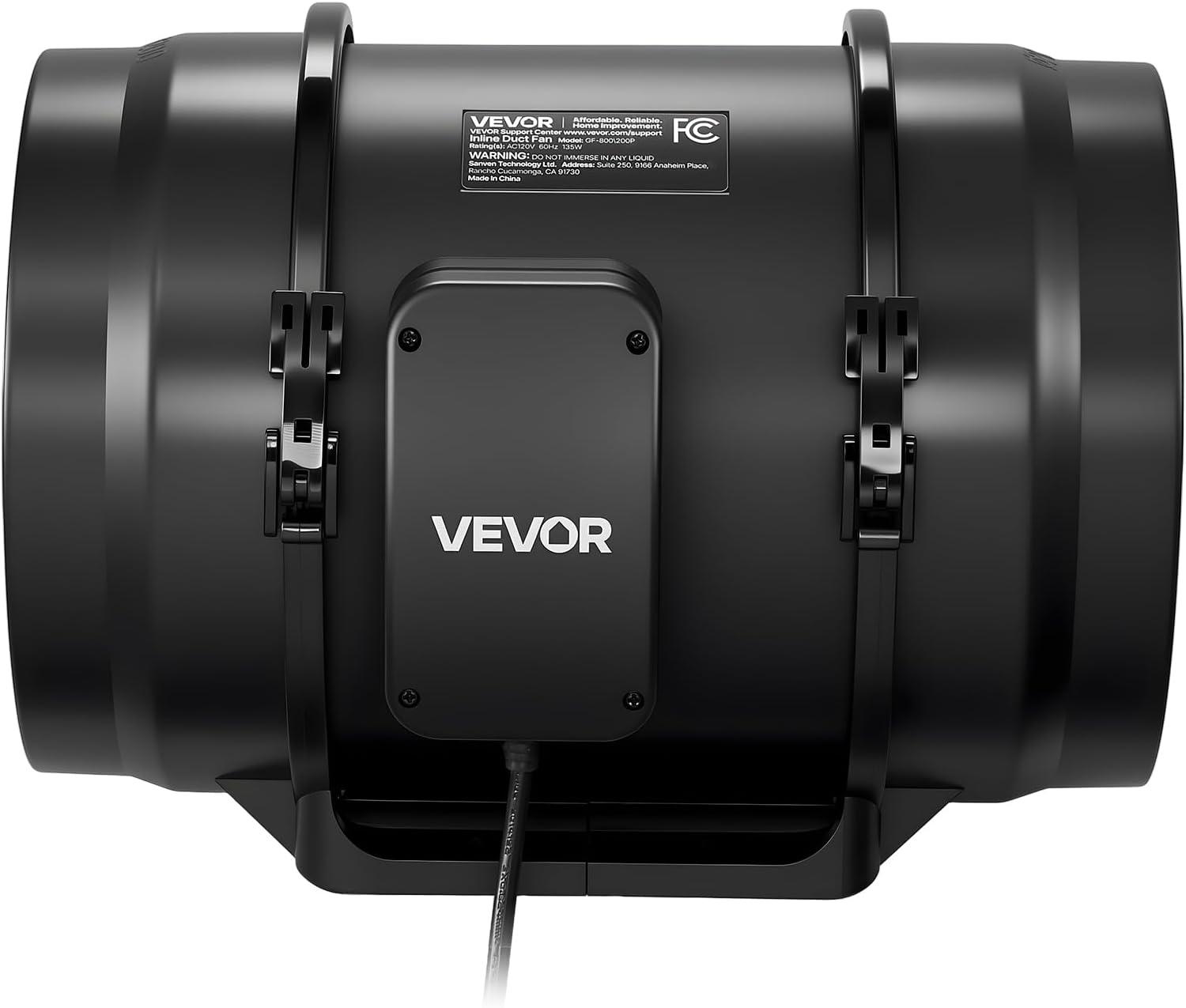 image:imageVEVOR Inline Duct Fan 6Inch 400 CFM with Variable Speed Controller Quiet ACMotor Ventilation Exhaust Fan for Cooling Booster Grow Tents Hydroponics8 Inline Fan