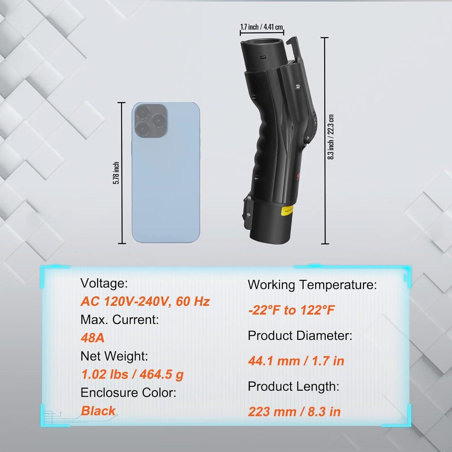 image:imageVEVOR J1772 to Tesla Charger Adapter 80 Amp 240V AC SAE J1772 EV Charging Adapter to Tesla Plug with Storage Bag AntiDrop Lock IP65 Compatible with Tesla Model 3 Y S XTesla to J1772 48A