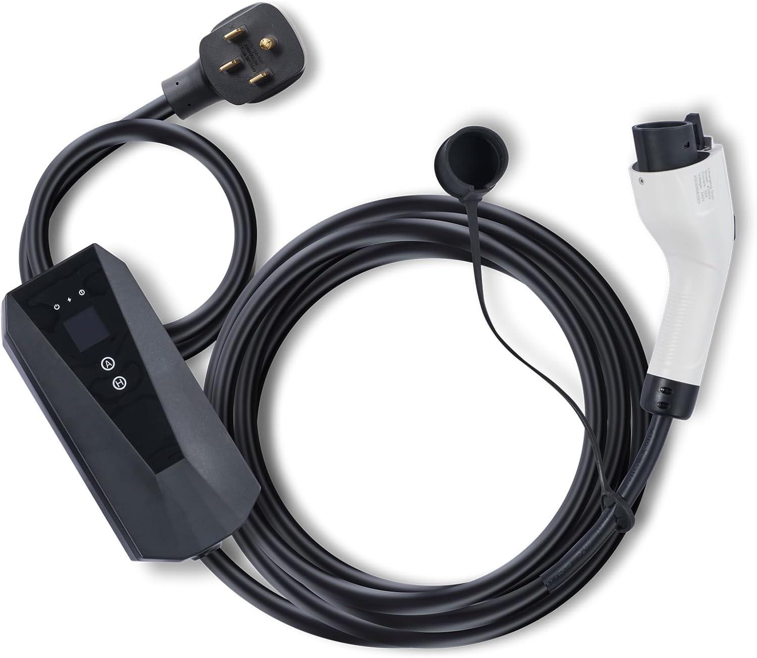 image:imageVEVOR Level 2 Portable EV Charger 40A 240V Electric Vehicle Charger with 25 ft Charging Cable NEMA 1450P Plug 40A32A24A16A Adjustable Current Plugin Home EV Charging Station for SAE J1772 EVs32 Amp