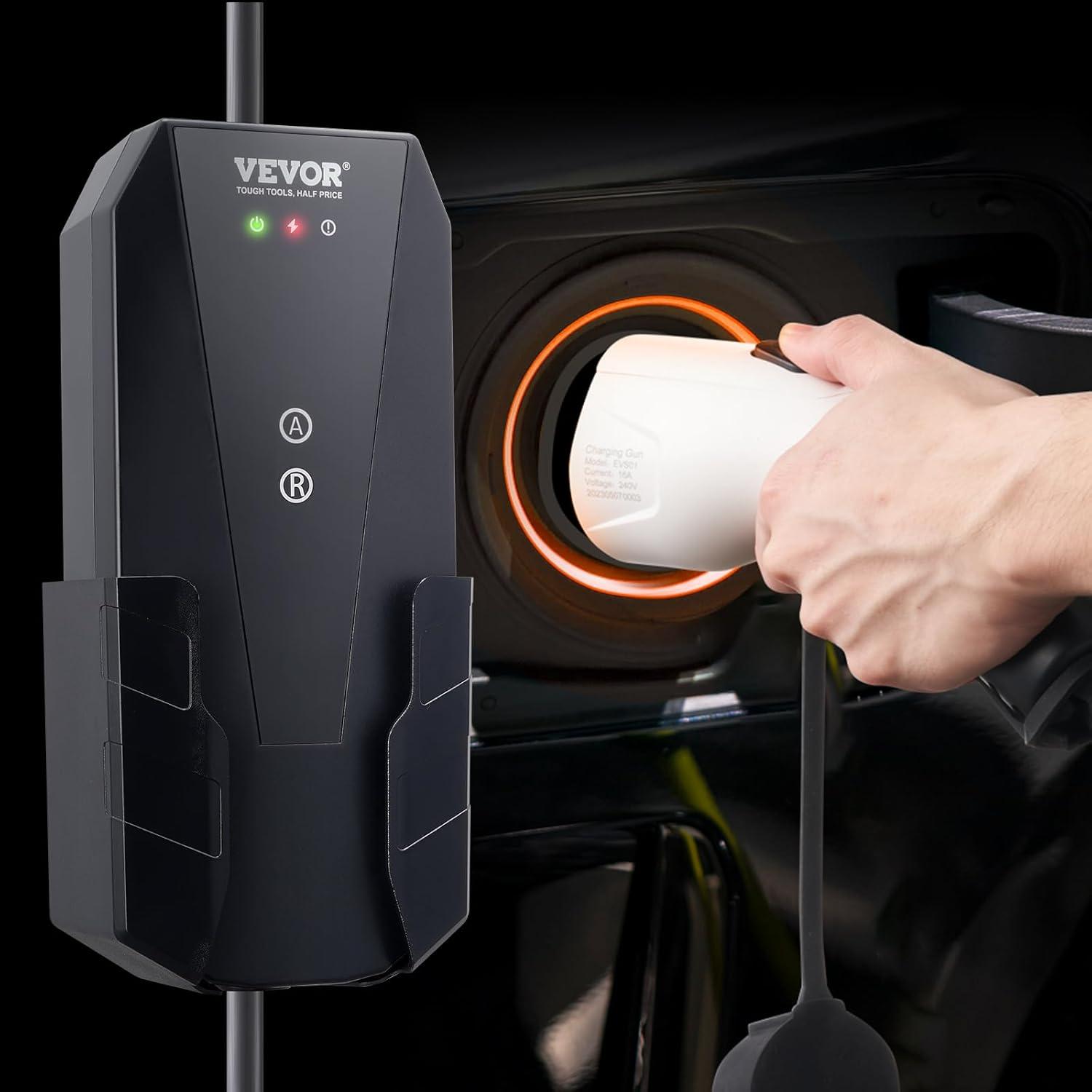 image:imageVEVOR Level 2 Portable EV Charger 40A 240V Electric Vehicle Charger with 25 ft Charging Cable NEMA 1450P Plug 40A32A24A16A Adjustable Current Plugin Home EV Charging Station for SAE J1772 EVs16 Amp