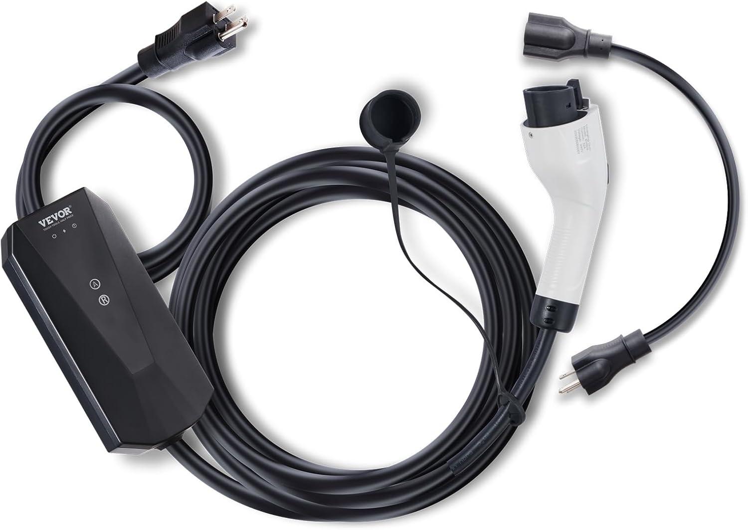 image:imageVEVOR Level 2 Portable EV Charger 40A 240V Electric Vehicle Charger with 25 ft Charging Cable NEMA 1450P Plug 40A32A24A16A Adjustable Current Plugin Home EV Charging Station for SAE J1772 EVs16 Amp