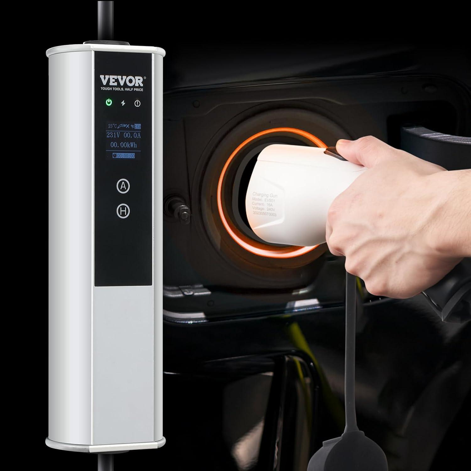 image:imageVEVOR Level 2 Portable EV Charger 40A 240V Electric Vehicle Charger with 25 ft Charging Cable NEMA 1450P Plug 40A32A24A16A Adjustable Current Plugin Home EV Charging Station for SAE J1772 EVs40 Amp