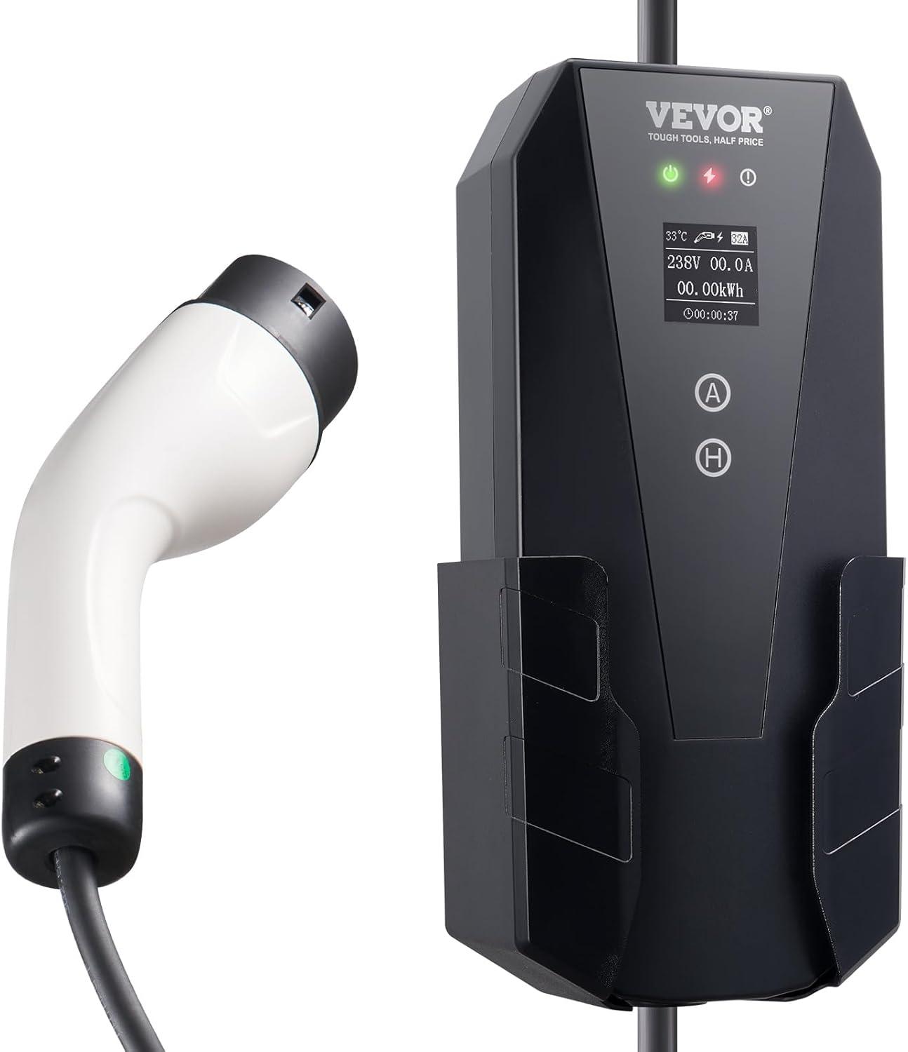 image:imageVEVOR Level 2 Portable EV Charger 40A 240V Electric Vehicle Charger with 25 ft Charging Cable NEMA 1450P Plug 40A32A24A16A Adjustable Current Plugin Home EV Charging Station for SAE J1772 EVs32 Amp