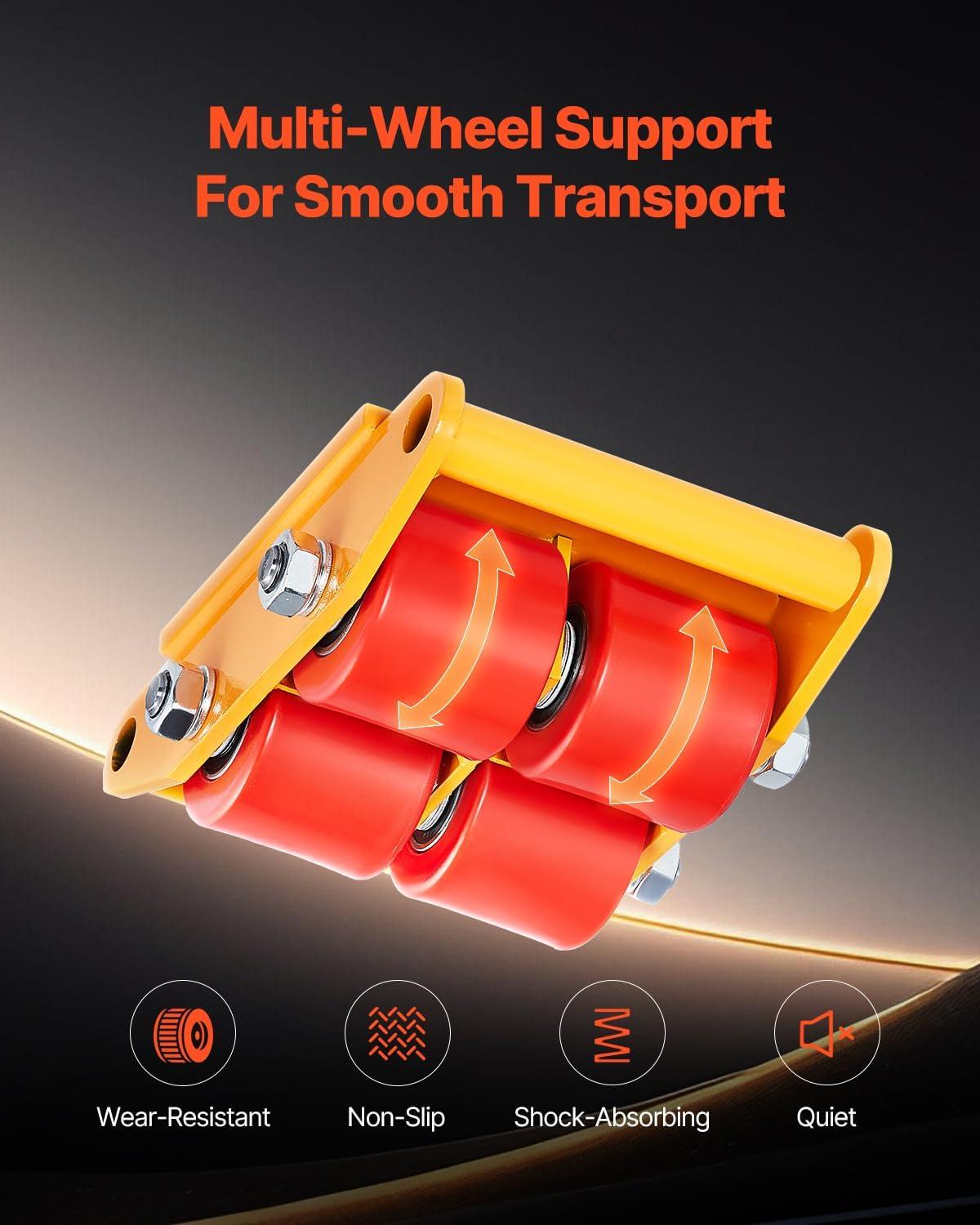 image:imageVEVOR Machine Skate 6T Machinery Skate Dolly 13228 lbs Machinery Moving Skate Machinery Mover Skate with 360 Rotation Cap and PU Directional Rollers Heavy Duty Industrial Moving Equipment Yellow6T