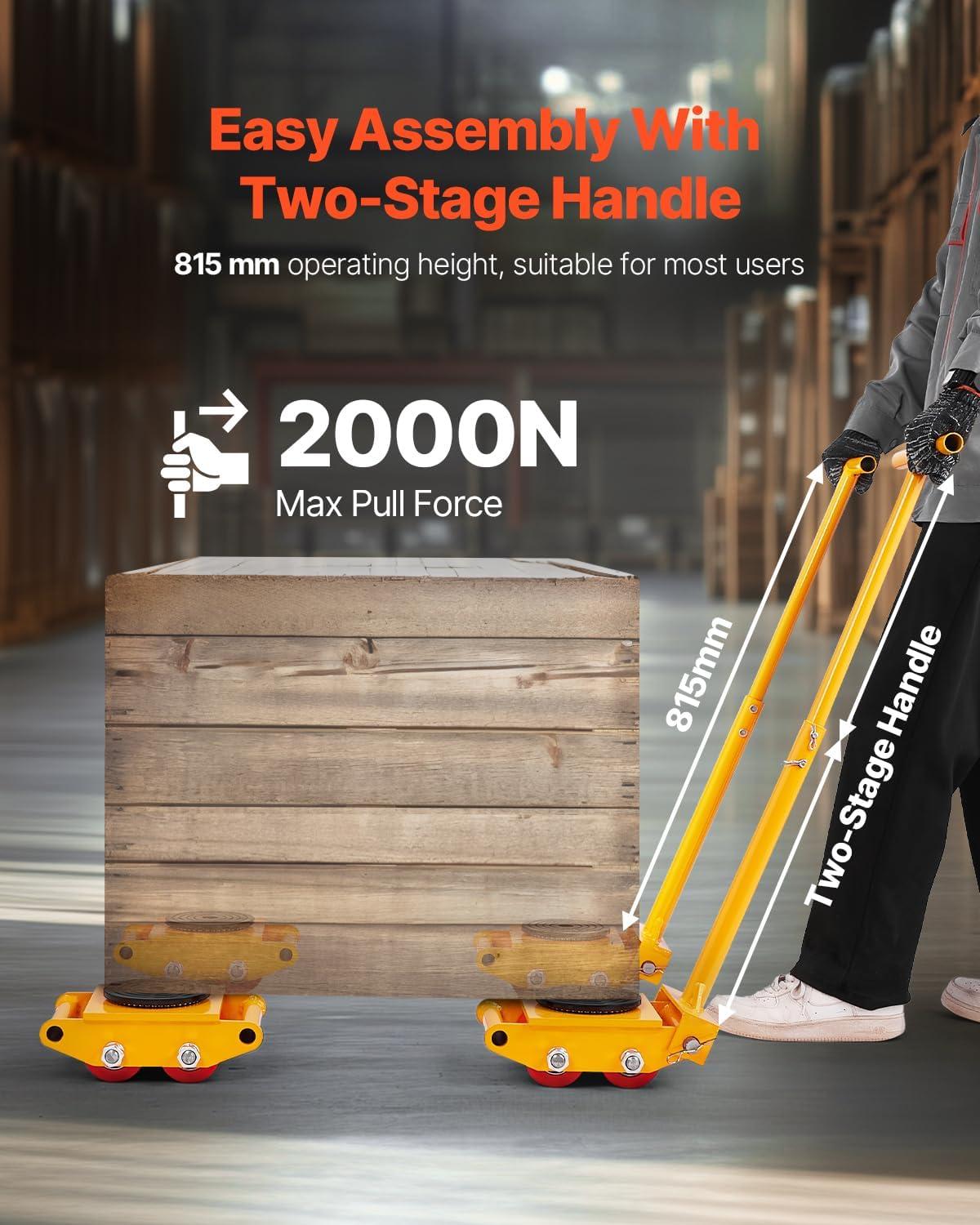 image:imageVEVOR Machine Skate 6T Machinery Skate Dolly 13228 lbs Machinery Moving Skate Machinery Mover Skate with 360 Rotation Cap and PU Directional Rollers Heavy Duty Industrial Moving Equipment Yellow6T