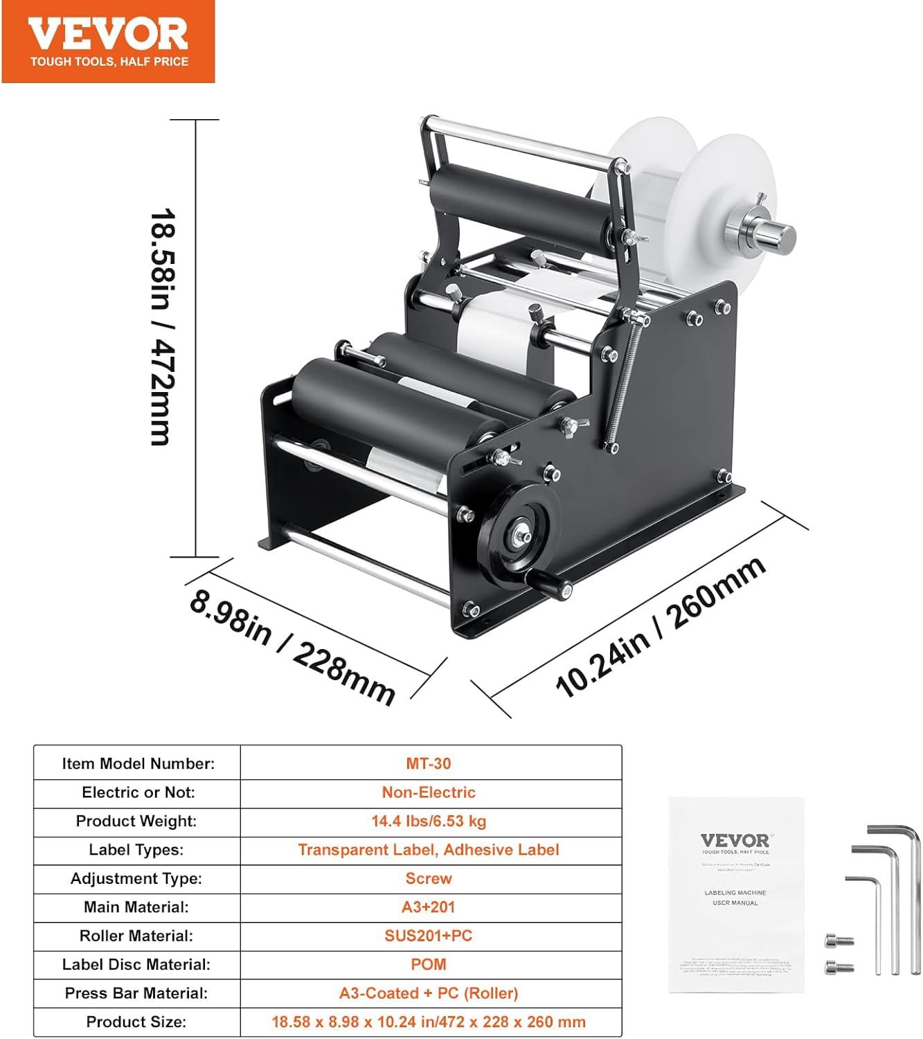 image:imageVEVOR Manual Round Labeling Machine 1520pcsmin Applicator for Round Bottles Adjustable for 078472 inch Diameter with Pressing BarRound Labeling