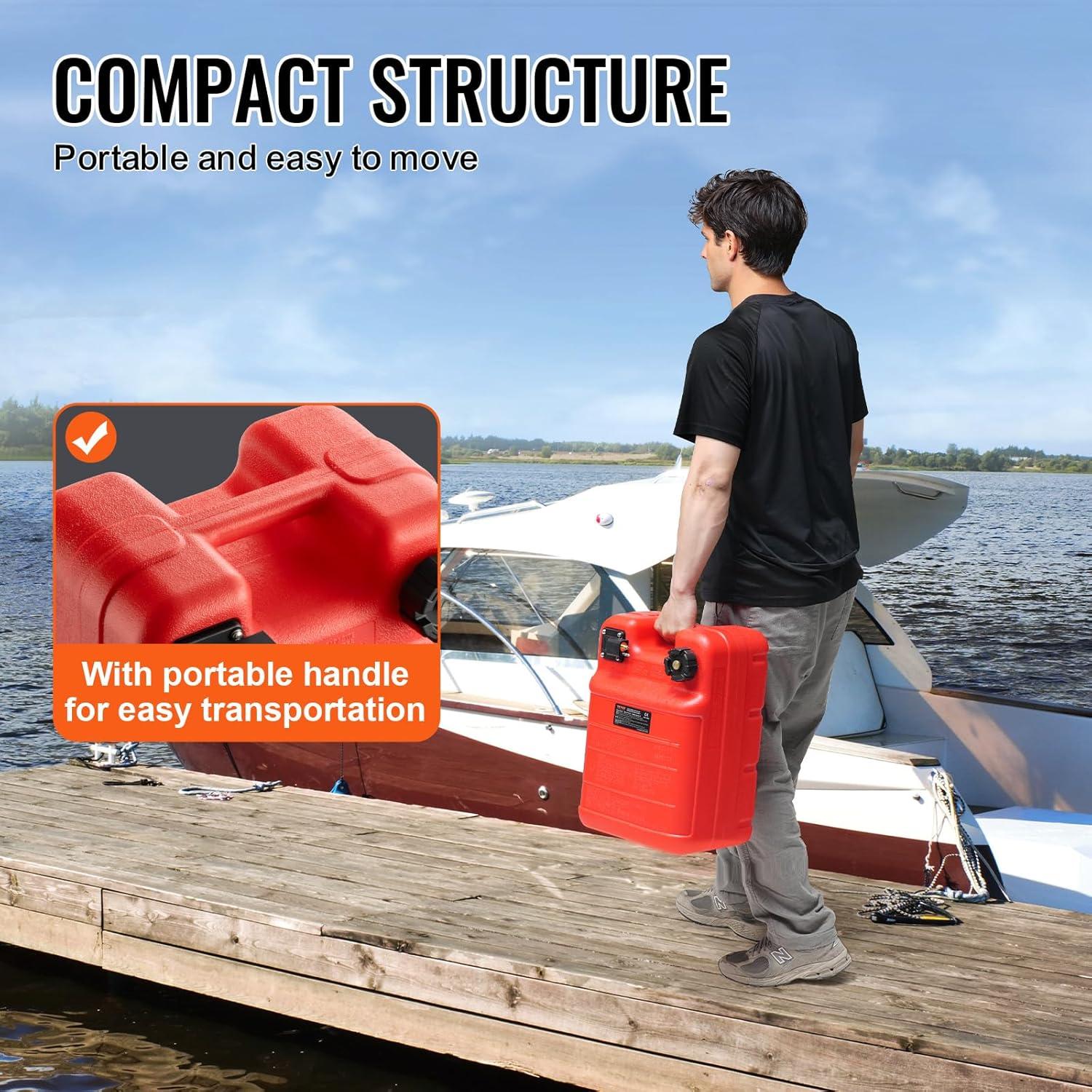 image:imageVEVOR Marine Tank 634Gallon24L Portable Tank with 98ft Hose Gauge for Outboard Engine Yacht Fishing Deck Boat Red