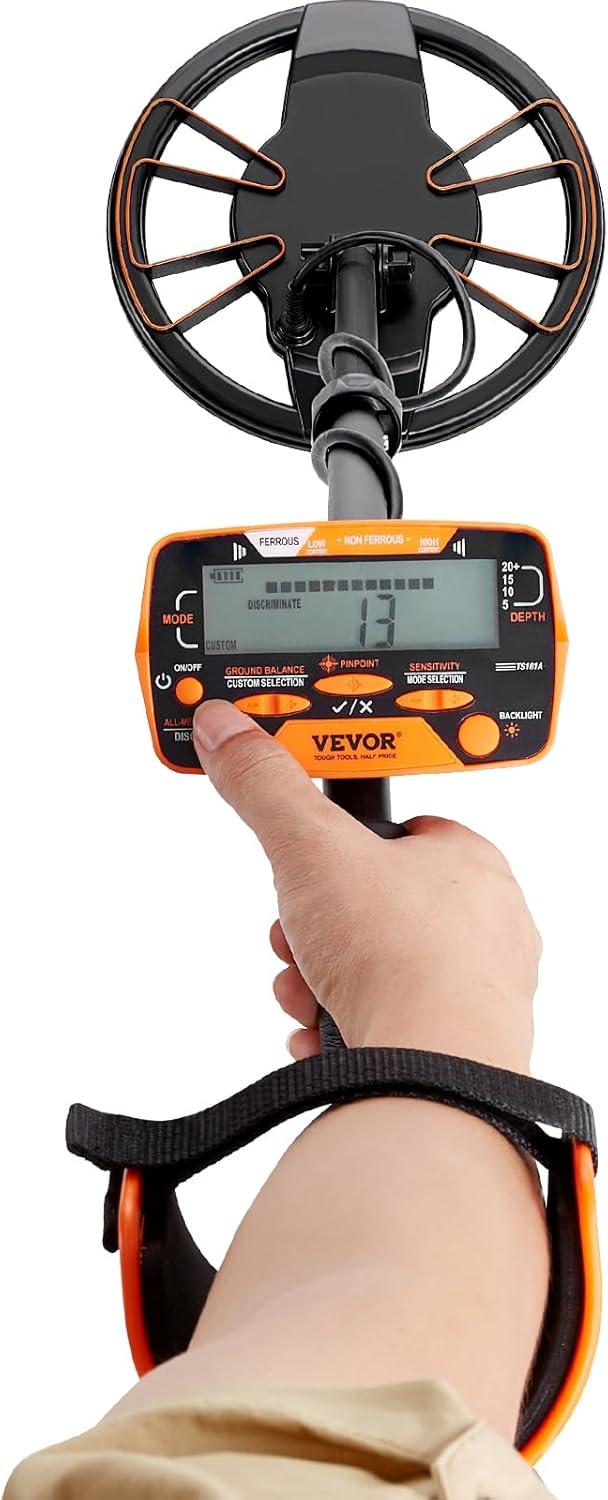 image:imageVEVOR Metal Detector for Adults amp Kids 10 Inch Waterproof Search Coil with LCD Display 7 Modes Adjustable 4152 Aluminum Stem DSP Chip Higher Accuracy Gold Detector 10 Detection Depth10inch