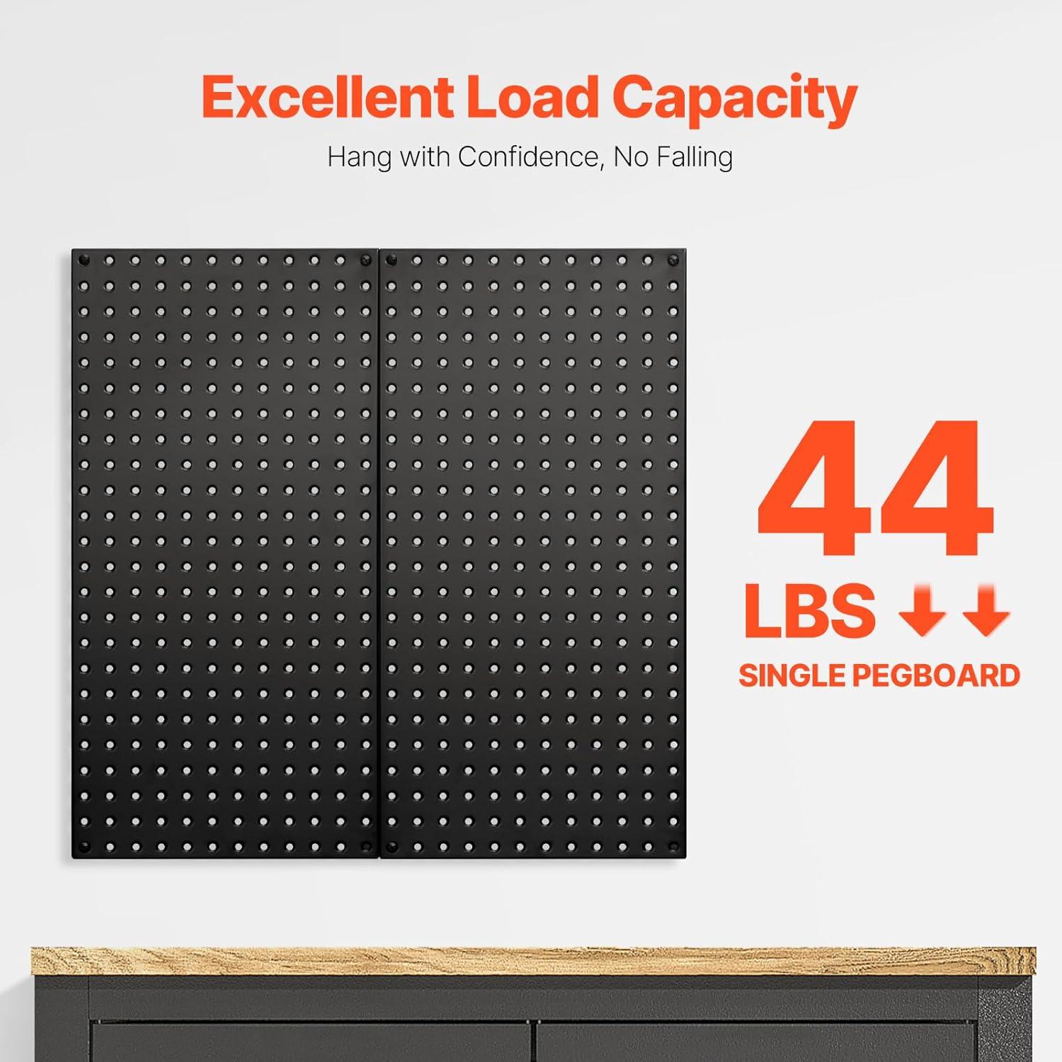 image:imageVEVOR Metal Pegboard Panels 24 x 12 Pegboard 4 Panels Heavy Duty Peg Board Wall Organizer with Accessories for Living Room Garage Tool Storage Office Organization Craft Room Kitchen Home Black2 PCS