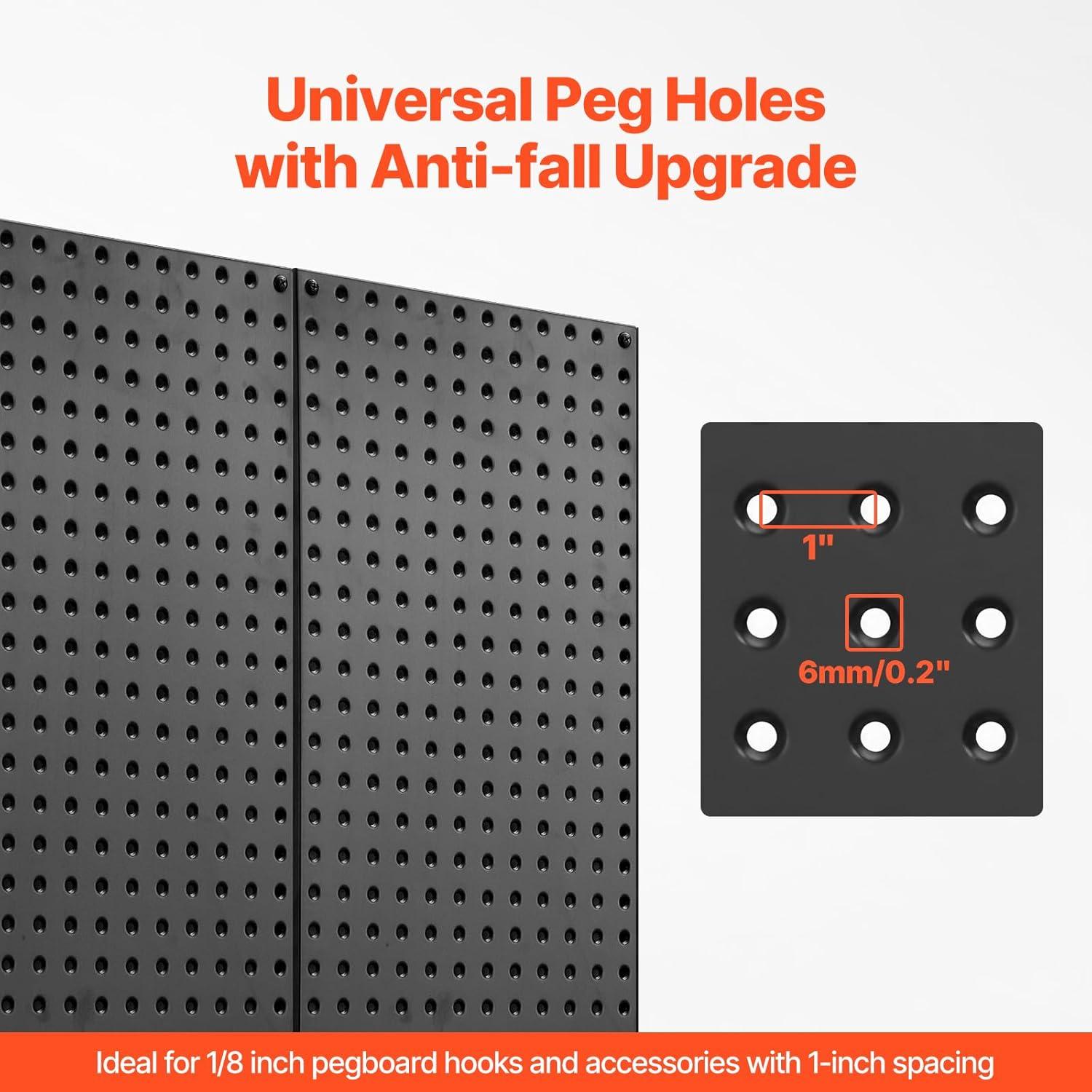 image:imageVEVOR Metal Pegboard Panels 24 x 12 Pegboard 4 Panels Heavy Duty Peg Board Wall Organizer with Accessories for Living Room Garage Tool Storage Office Organization Craft Room Kitchen Home Black2 PCS