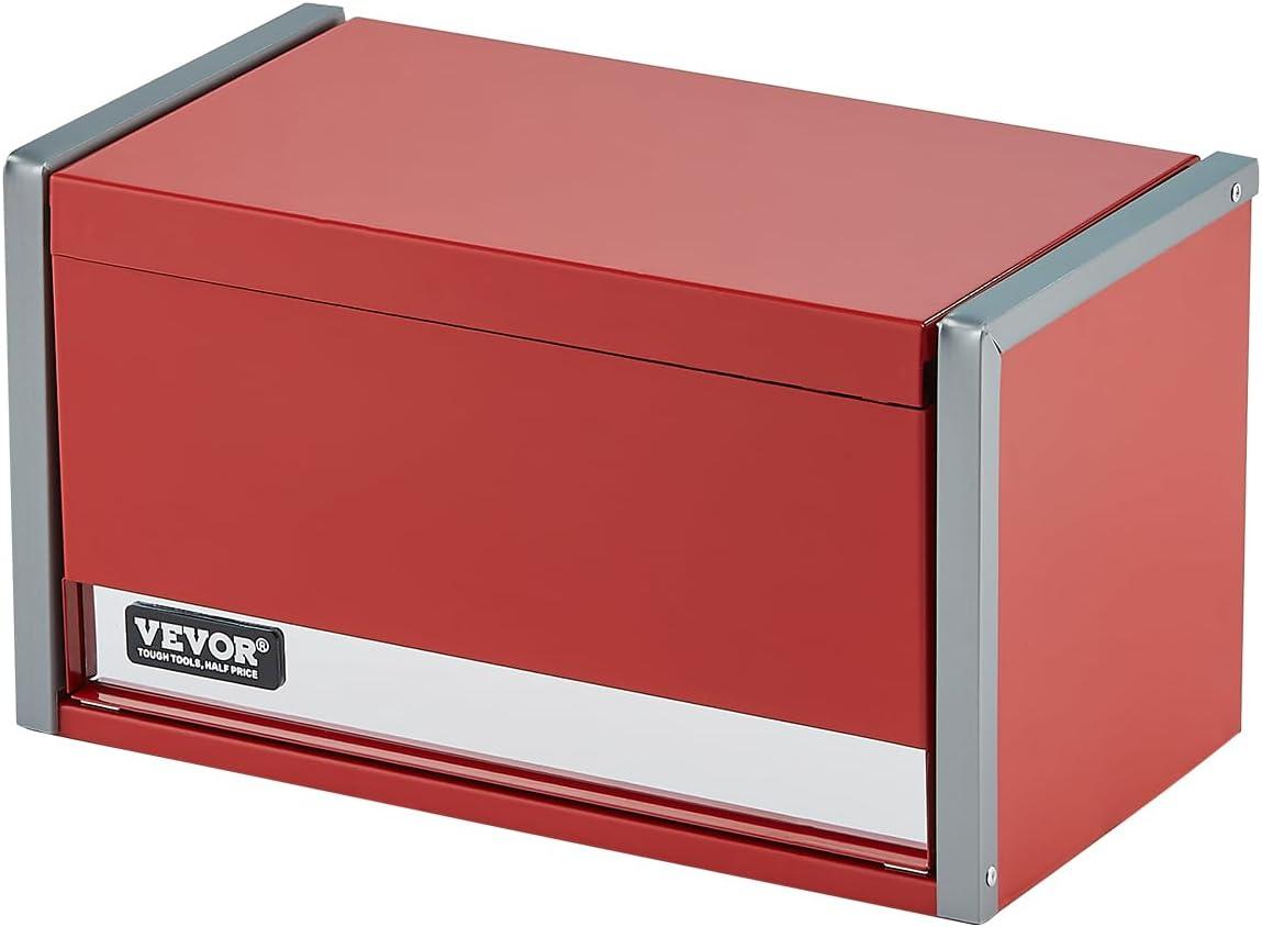 image:imageVEVOR Metal Tool Box 205inch Portable Metal Tool Box with 4 Drawers Small Tool Chest with EVA Liners Ball Bearing Slide Drawers Locking amp Powder Coated Finish MultiFunction Tool OrganizerRed3 Drawer