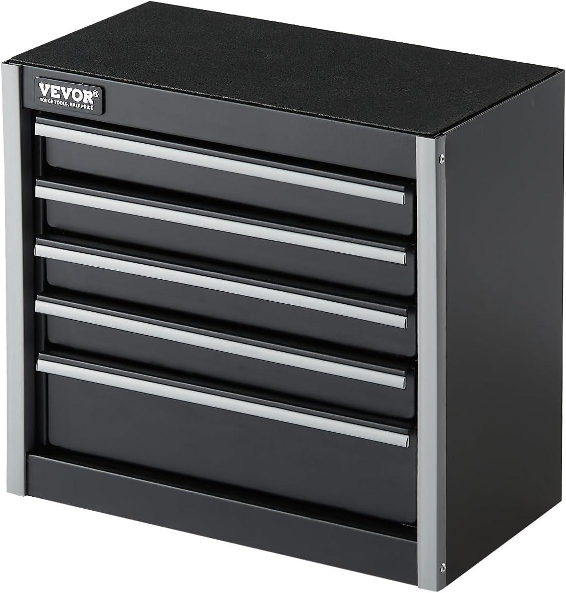 image:imageVEVOR Metal Tool Box 86inch Portable Metal Tool Box with 3 Drawers Small Tool Chest with EVA Liners and PP Feet Pads HeavyDuty Steel With Ball Bearing Opening and Powder Coated Finish BlackBlack5 Drawer