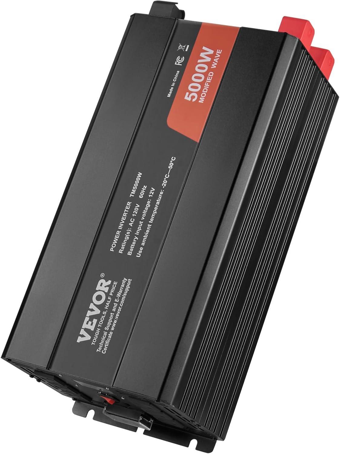 image:imageVEVOR Modified Sine Wave Inverter 1500W DC 12V to AC 120V Power Inverter with 2 AC Outlets 2 USB Port 1 TypeC Port 6 Spare Fuses for Small Home Devices Like Smartphone Laptop CE FCC Certified5000 Watt