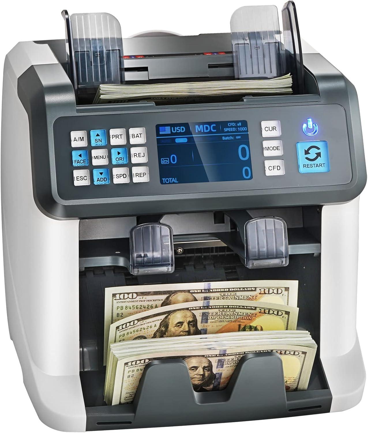 image:imageVEVOR Money Counter Machine Bill Counter with UVMGIRDDDBLHLFCHN Counterfeit Detection CountingValue CountAddBatch Modes USDEUR Money Counting Machine with LCD Display for Small BusinessBank Grade