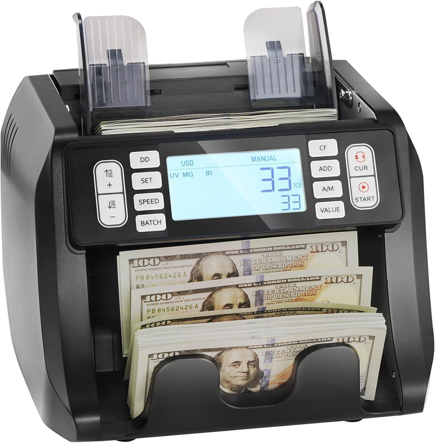 image:imageVEVOR Money Counter Machine Bill Counter with UVMGIRDDDBLHLFCHN Counterfeit Detection CountingValue CountAddBatch Modes USDEUR Money Counting Machine with LCD Display for Small BusinessBusiness Grade