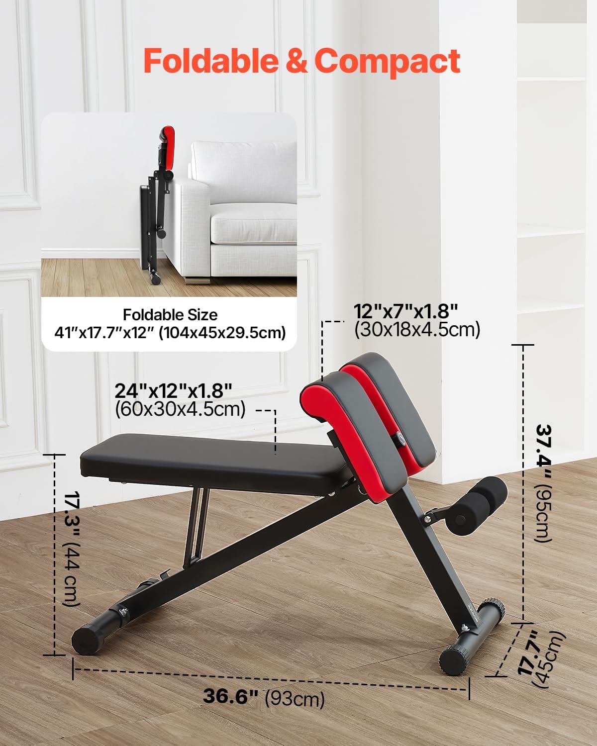 image:imageVEVOR MultiFunctional Weight Bench for Full Body Workout Roman Chair Hyperextension Bench 330 lbs Adjustable amp Foldable Equipment for Back Arm Core Ab Workout Sit Up Exercise Machine for Home Gym