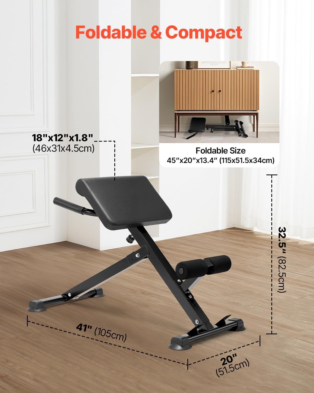 image:imageVEVOR MultiFunctional Weight Bench for Full Body Workout Roman Chair Hyperextension Bench Adjustable amp Foldable Equipment for Back Arm Core Ab Workout Sit Up Exercise Machine for Home GymHyperextension Bench 250LB