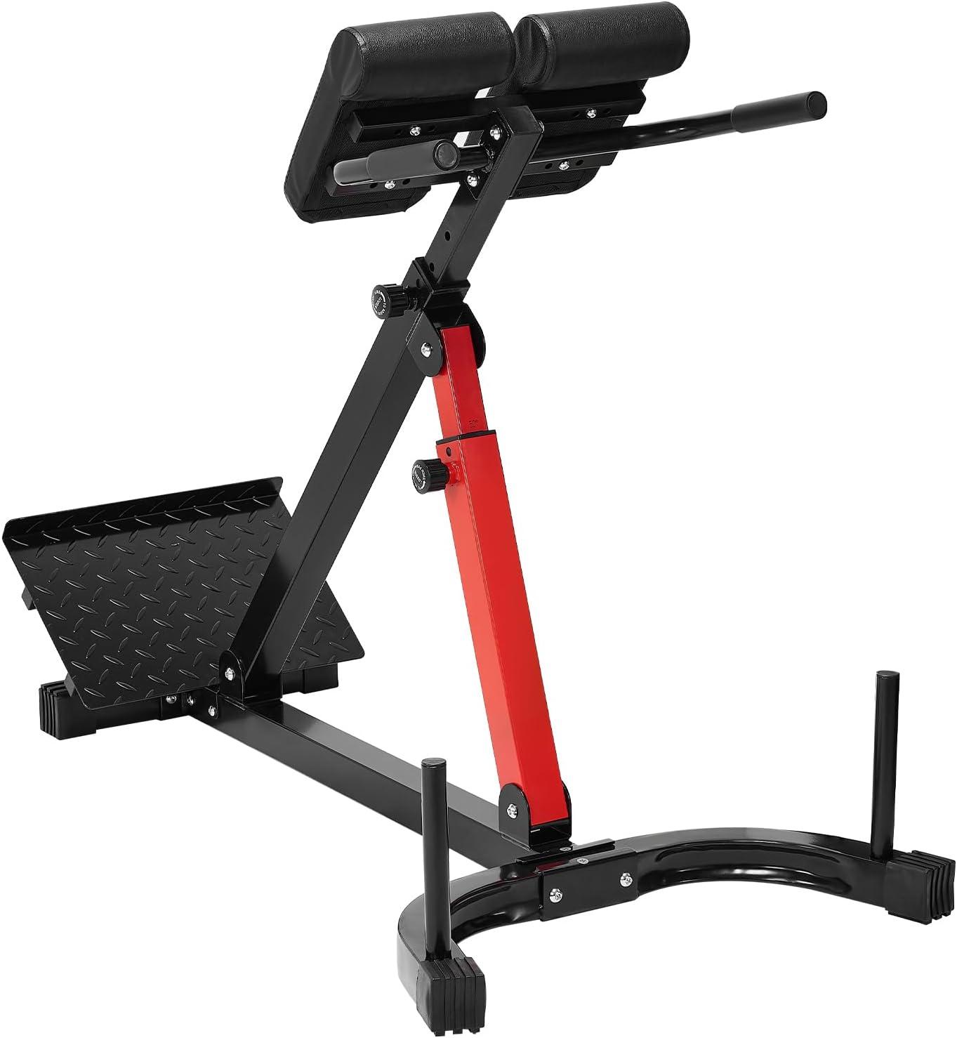 image:imageVEVOR MultiFunctional Weight Bench for Full Body Workout Roman Chair Hyperextension Bench Adjustable amp Foldable Equipment for Back Arm Core Ab Workout Sit Up Exercise Machine for Home GymBlackRed Hyperextension Bench 350LB