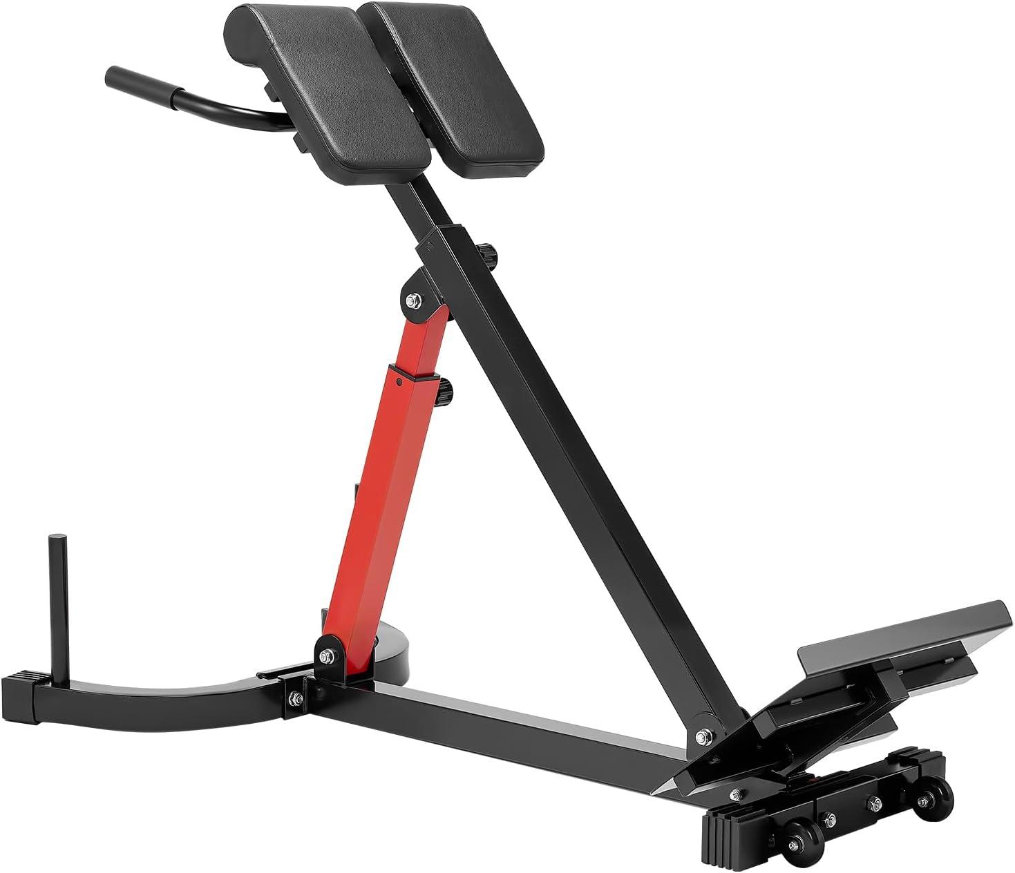 image:imageVEVOR MultiFunctional Weight Bench for Full Body Workout Roman Chair Hyperextension Bench Adjustable amp Foldable Equipment for Back Arm Core Ab Workout Sit Up Exercise Machine for Home GymBlackRed Hyperextension Bench 350LB